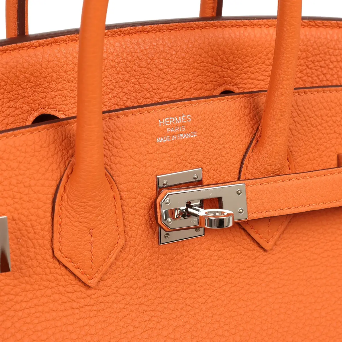 HERMÈS Pre-owned Hermes Birkin 25 Orange Togo Palladium Hardware | Thumbnail 7 HERMÈS Pre-owned Hermes Birkin 25 Orange Togo Palladium Hardware | Thumbnail 7