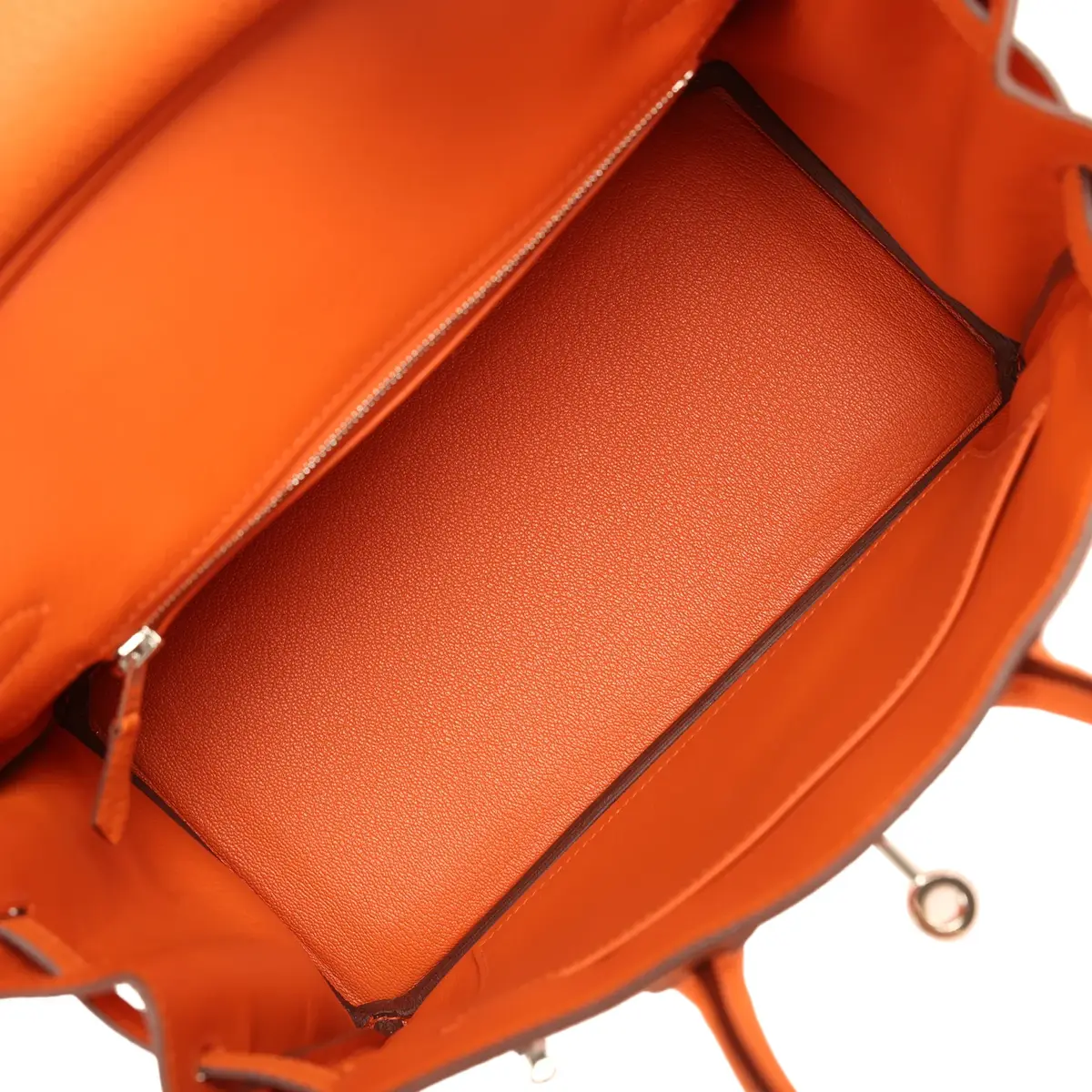 HERMÈS Pre-owned Hermes Birkin 25 Orange Togo Palladium Hardware | Thumbnail 8 HERMÈS Pre-owned Hermes Birkin 25 Orange Togo Palladium Hardware | Thumbnail 8