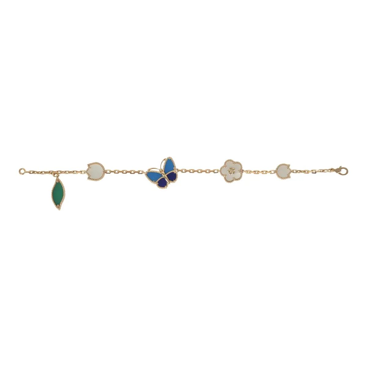 Van Cleef & Arpels Van Cleef & Arpels Lucky Spring Butterfly 5 Motif Bracelet Lapis Lazuli, Mother of Pearl, Green Agate 18K Yellow | Thumbnail 2 Van Cleef & Arpels Van Cleef & Arpels Lucky Spring Butterfly 5 Motif Bracelet Lapis Lazuli, Mother of Pearl, Green Agate 18K Yellow | Thumbnail 2