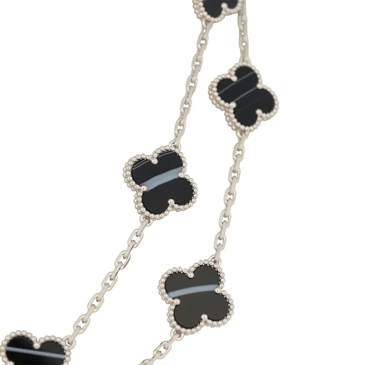 Van Cleef & Arpels Van Cleef & Arpels Vintage Alhambra 20 Motif Long Necklace Veined Onyx 18K White Gold | Thumbnail 2 Van Cleef & Arpels Van Cleef & Arpels Vintage Alhambra 20 Motif Long Necklace Veined Onyx 18K White Gold | Thumbnail 2