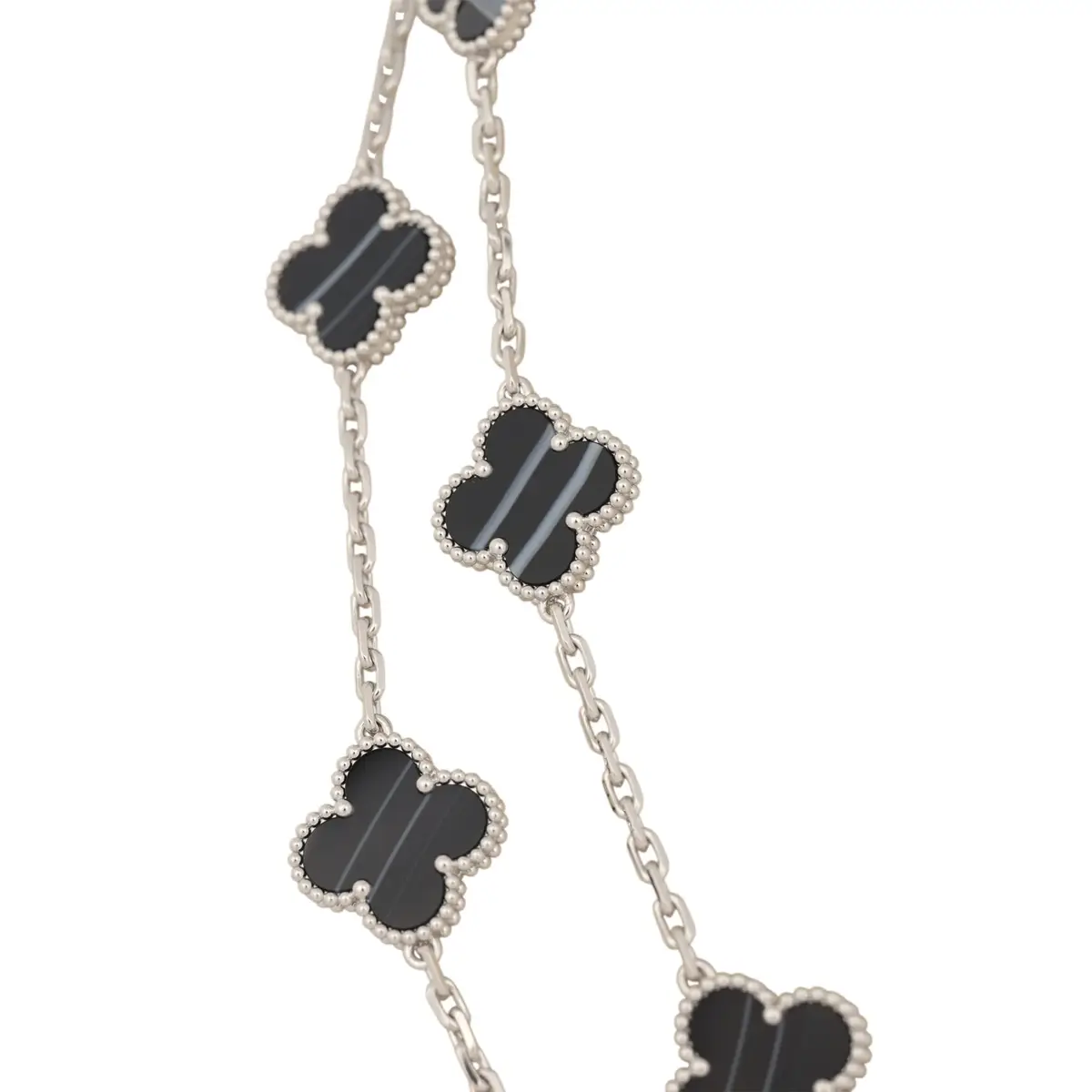 Van Cleef & Arpels Van Cleef & Arpels Vintage Alhambra 20 Motif Long Necklace Veined Onyx 18K White Gold | Thumbnail 3 Van Cleef & Arpels Van Cleef & Arpels Vintage Alhambra 20 Motif Long Necklace Veined Onyx 18K White Gold | Thumbnail 3