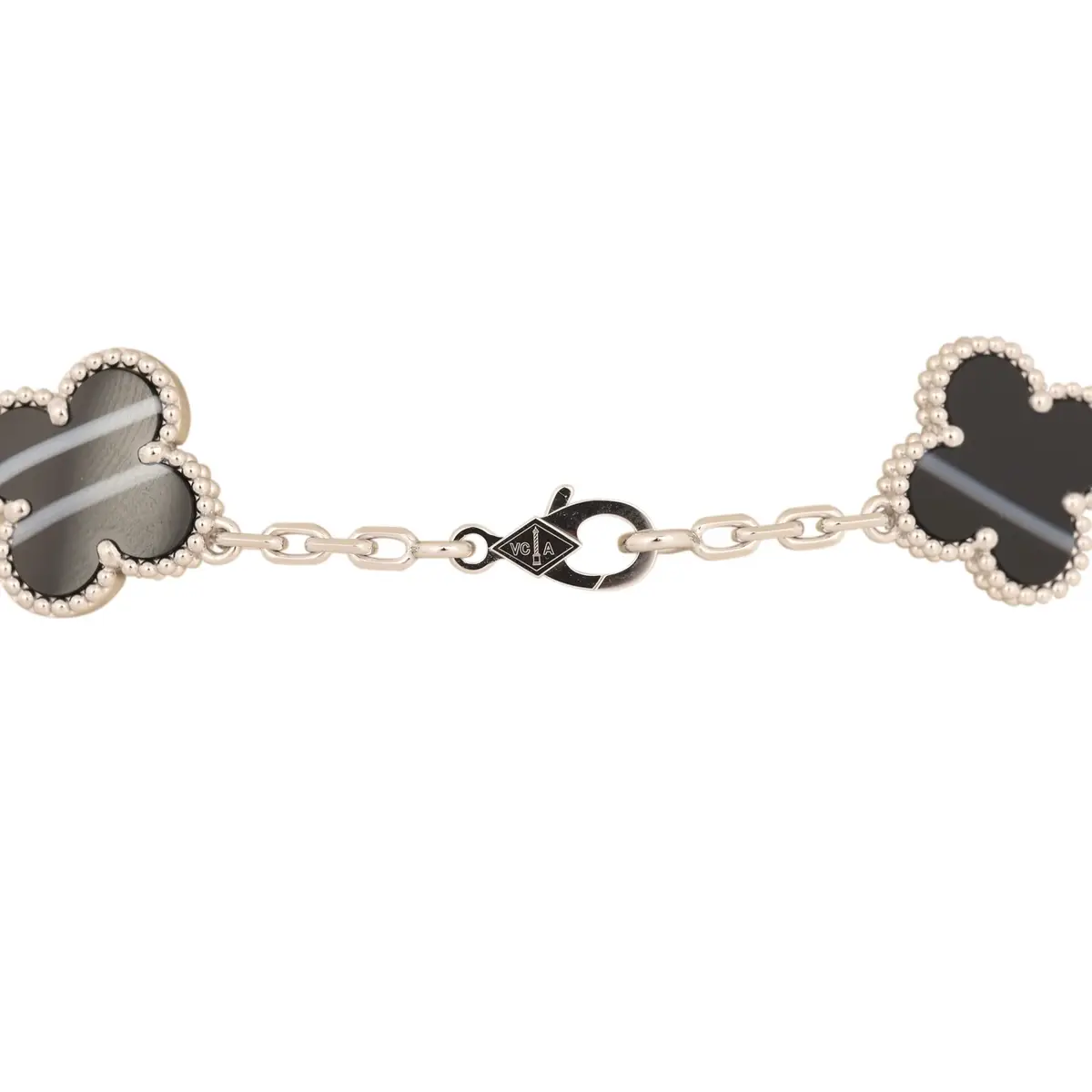 Van Cleef & Arpels Van Cleef & Arpels Vintage Alhambra 20 Motif Long Necklace Veined Onyx 18K White Gold | Thumbnail 4 Van Cleef & Arpels Van Cleef & Arpels Vintage Alhambra 20 Motif Long Necklace Veined Onyx 18K White Gold | Thumbnail 4