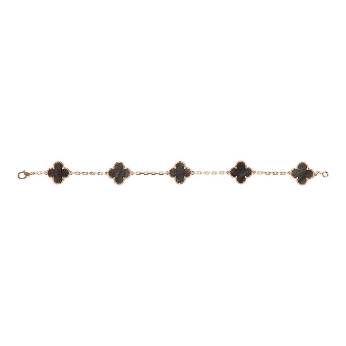 Van Cleef & Arpels Van Cleef & Arpels Vintage Alhambra 5 Motif Bracelet Silver Obsidian 18K Rose Gold | Thumbnail 2 Van Cleef & Arpels Van Cleef & Arpels Vintage Alhambra 5 Motif Bracelet Silver Obsidian 18K Rose Gold | Thumbnail 2