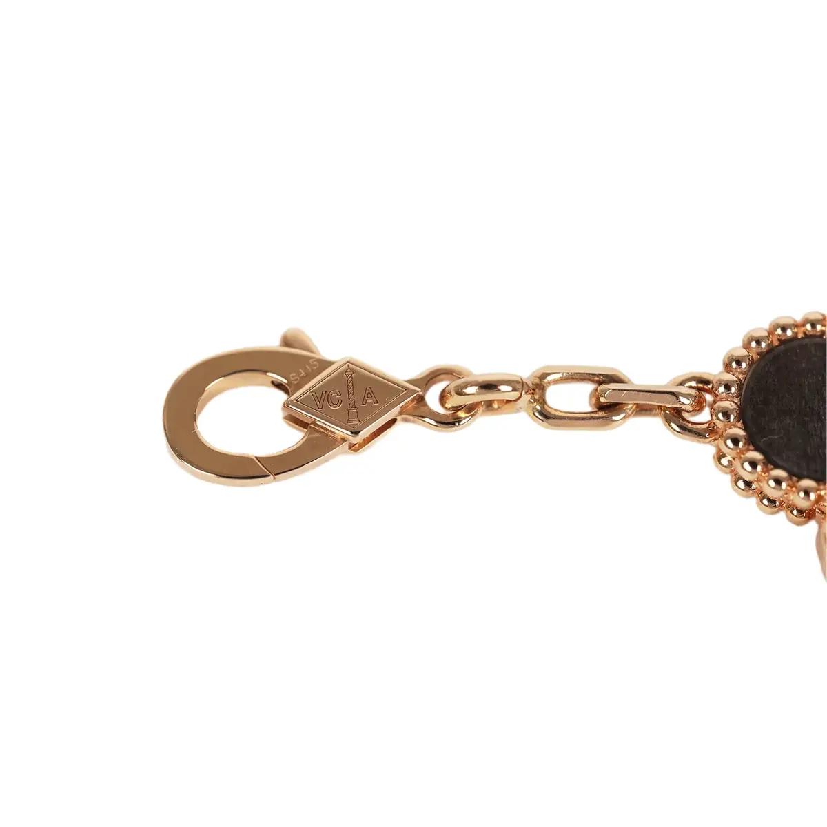 Van Cleef & Arpels Van Cleef & Arpels Vintage Alhambra 5 Motif Bracelet Silver Obsidian 18K Rose Gold | Thumbnail 4 Van Cleef & Arpels Van Cleef & Arpels Vintage Alhambra 5 Motif Bracelet Silver Obsidian 18K Rose Gold | Thumbnail 4