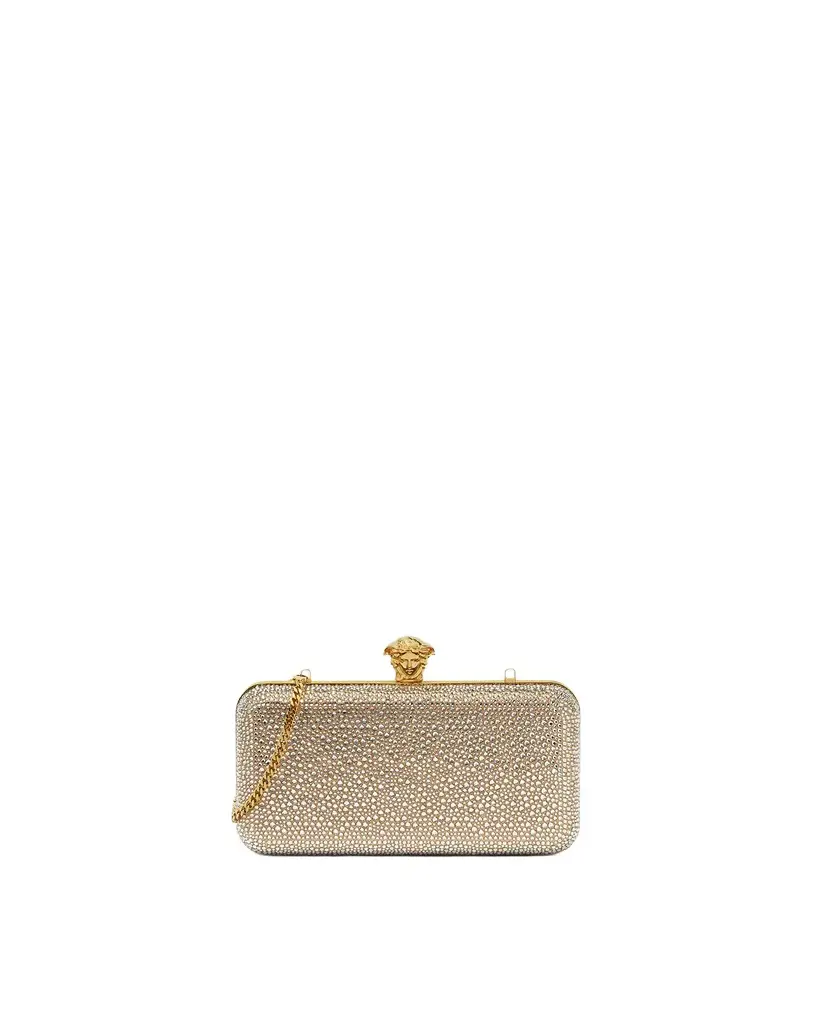 Versace La Medusa Embellished Satin Clutch