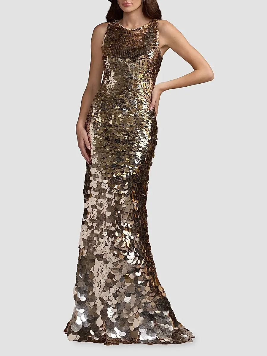 Mac Duggal Women's Sequined Sleeveless Gown | Thumbnail 3 Mac Duggal Women's Sequined Sleeveless Gown | Thumbnail 3