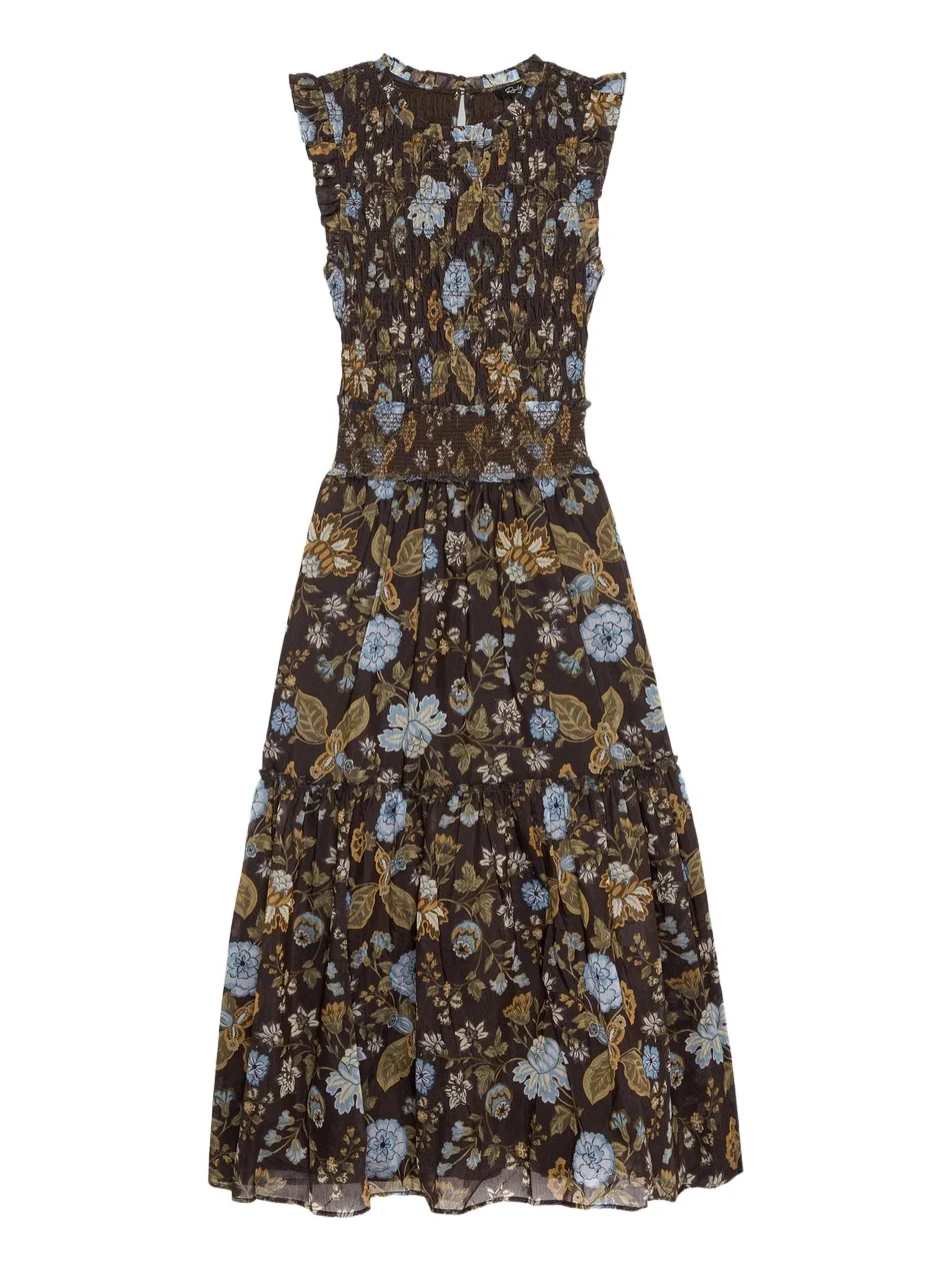 Women's Vivier Floral Smocked Midi Dress