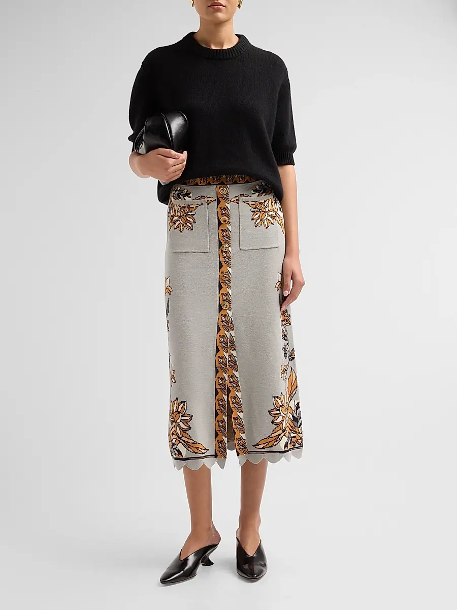 Farm Rio Women's Stained Glass Beauty Knit Midi Skirt | Thumbnail 2 Farm Rio Women's Stained Glass Beauty Knit Midi Skirt | Thumbnail 2