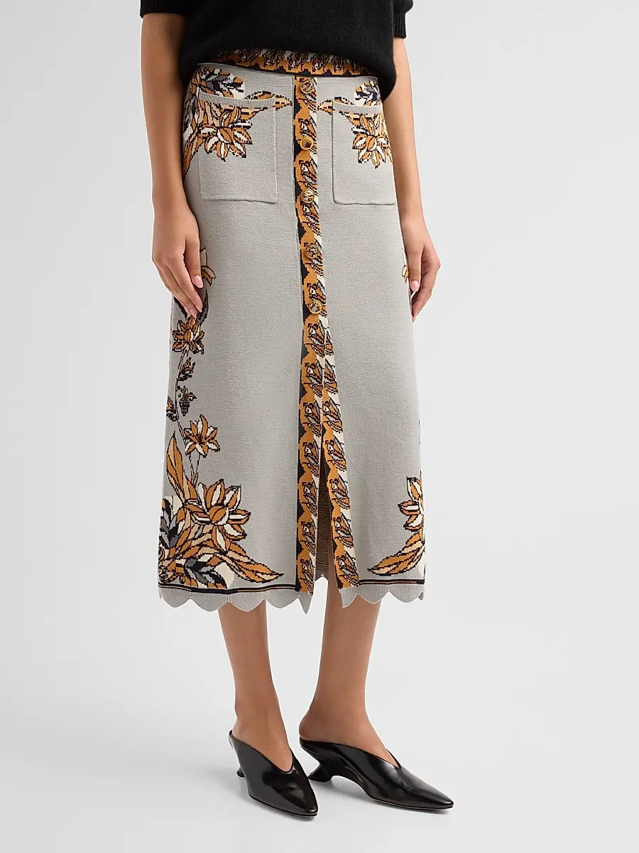 Farm Rio Women's Stained Glass Beauty Knit Midi Skirt | Thumbnail 4 Farm Rio Women's Stained Glass Beauty Knit Midi Skirt | Thumbnail 4
