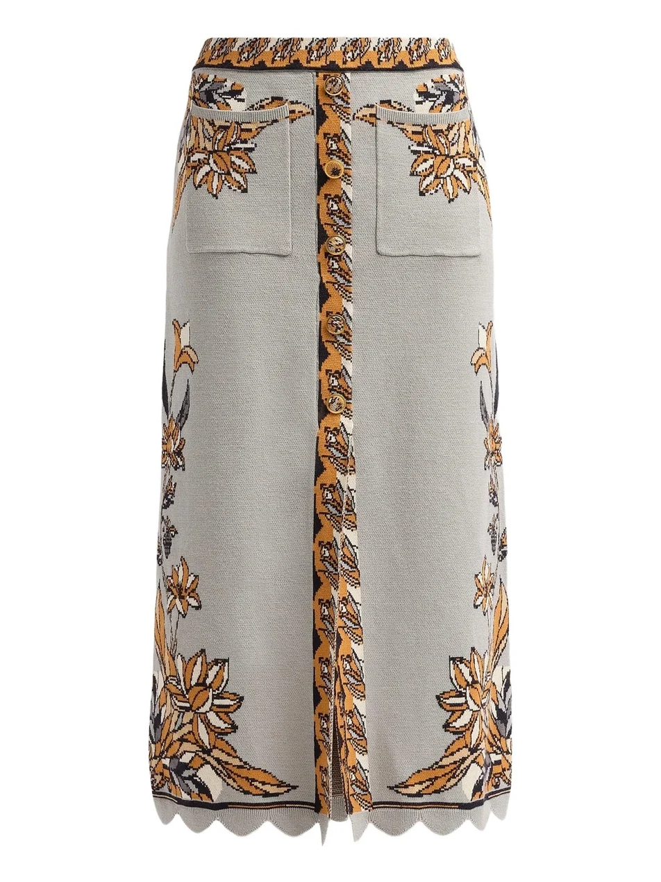 Farm Rio Women's Stained Glass Beauty Knit Midi Skirt