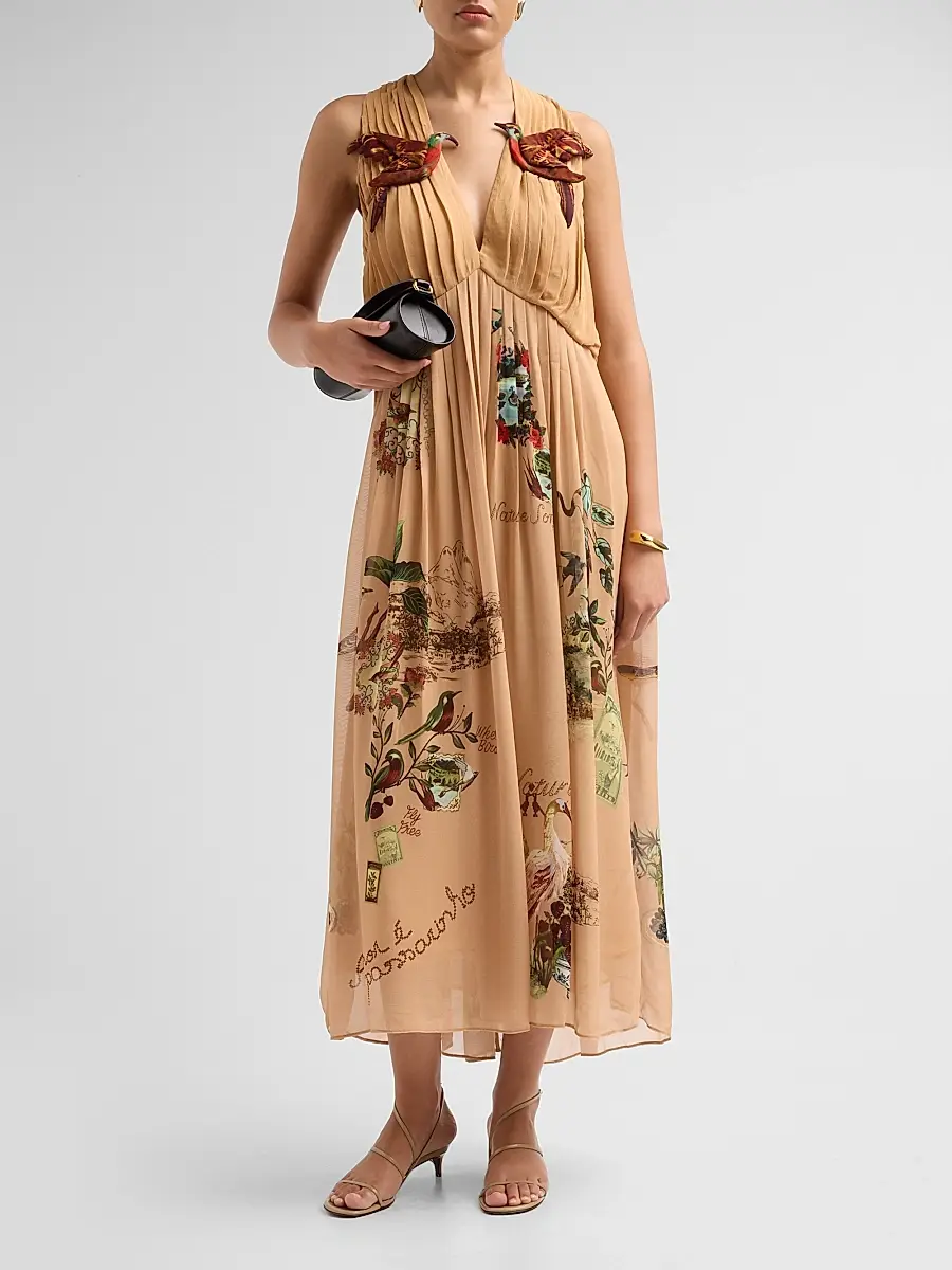 Farm Rio Women's Bird Poetry Hummingbird Midi Dress | Thumbnail 2 Farm Rio Women's Bird Poetry Hummingbird Midi Dress | Thumbnail 2