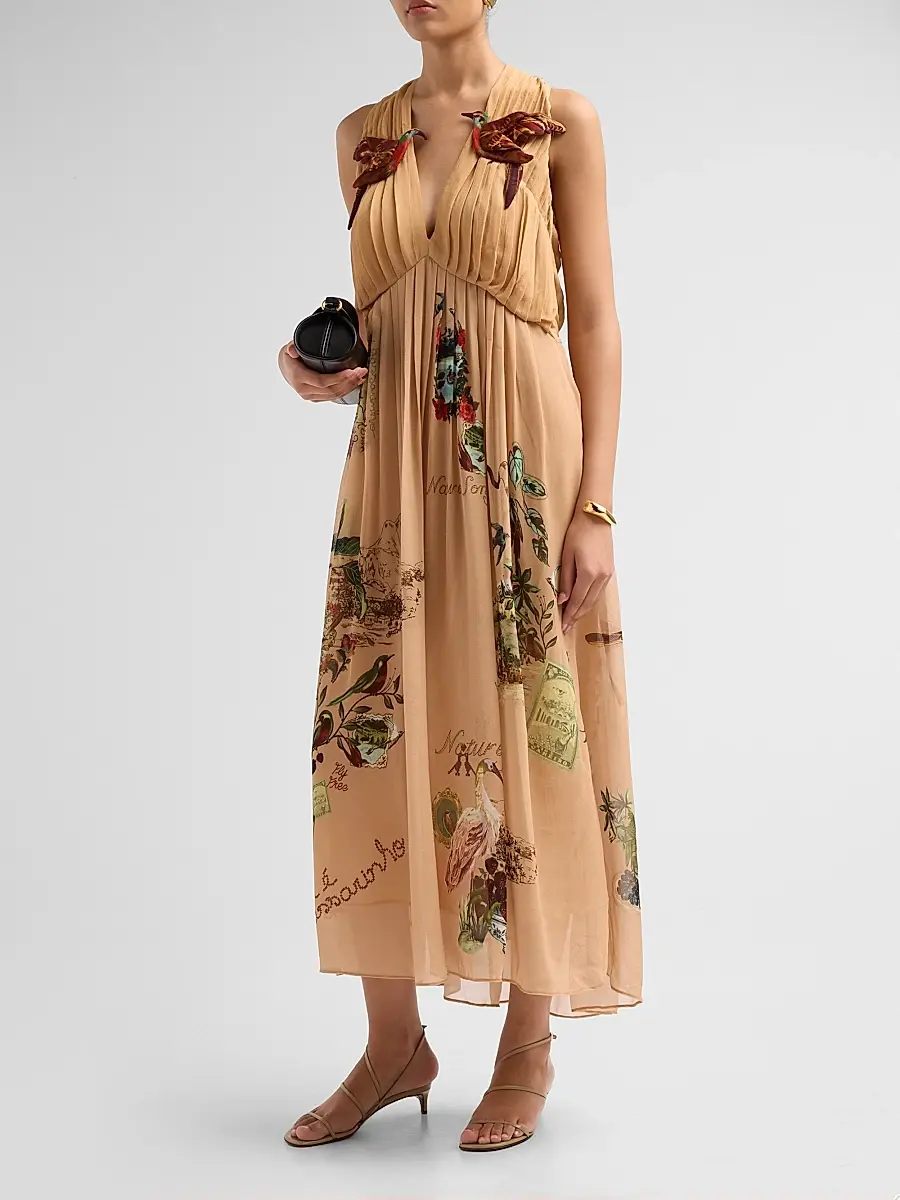 Farm Rio Women's Bird Poetry Hummingbird Midi Dress | Thumbnail 4 Farm Rio Women's Bird Poetry Hummingbird Midi Dress | Thumbnail 4