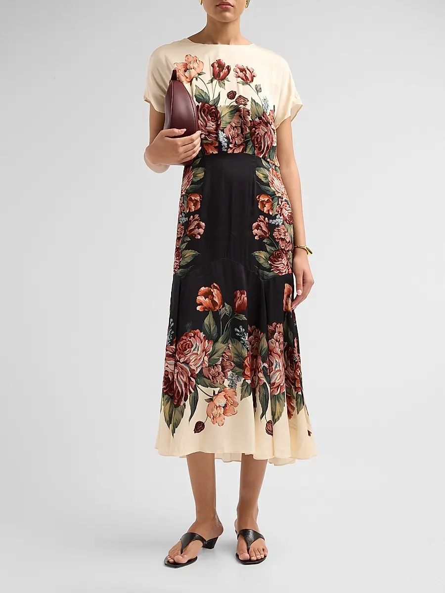Farm Rio Women's Winter Floral Midi Dress | Thumbnail 2 Farm Rio Women's Winter Floral Midi Dress | Thumbnail 2