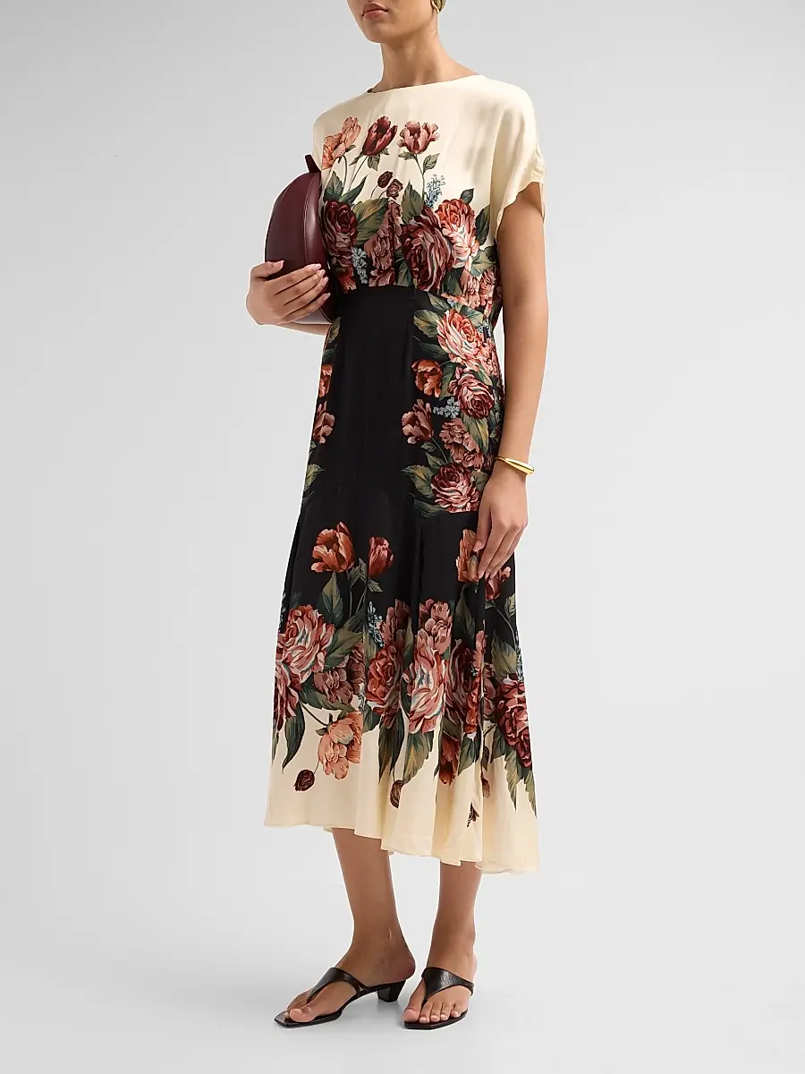 Farm Rio Women's Winter Floral Midi Dress | Thumbnail 4 Farm Rio Women's Winter Floral Midi Dress | Thumbnail 4