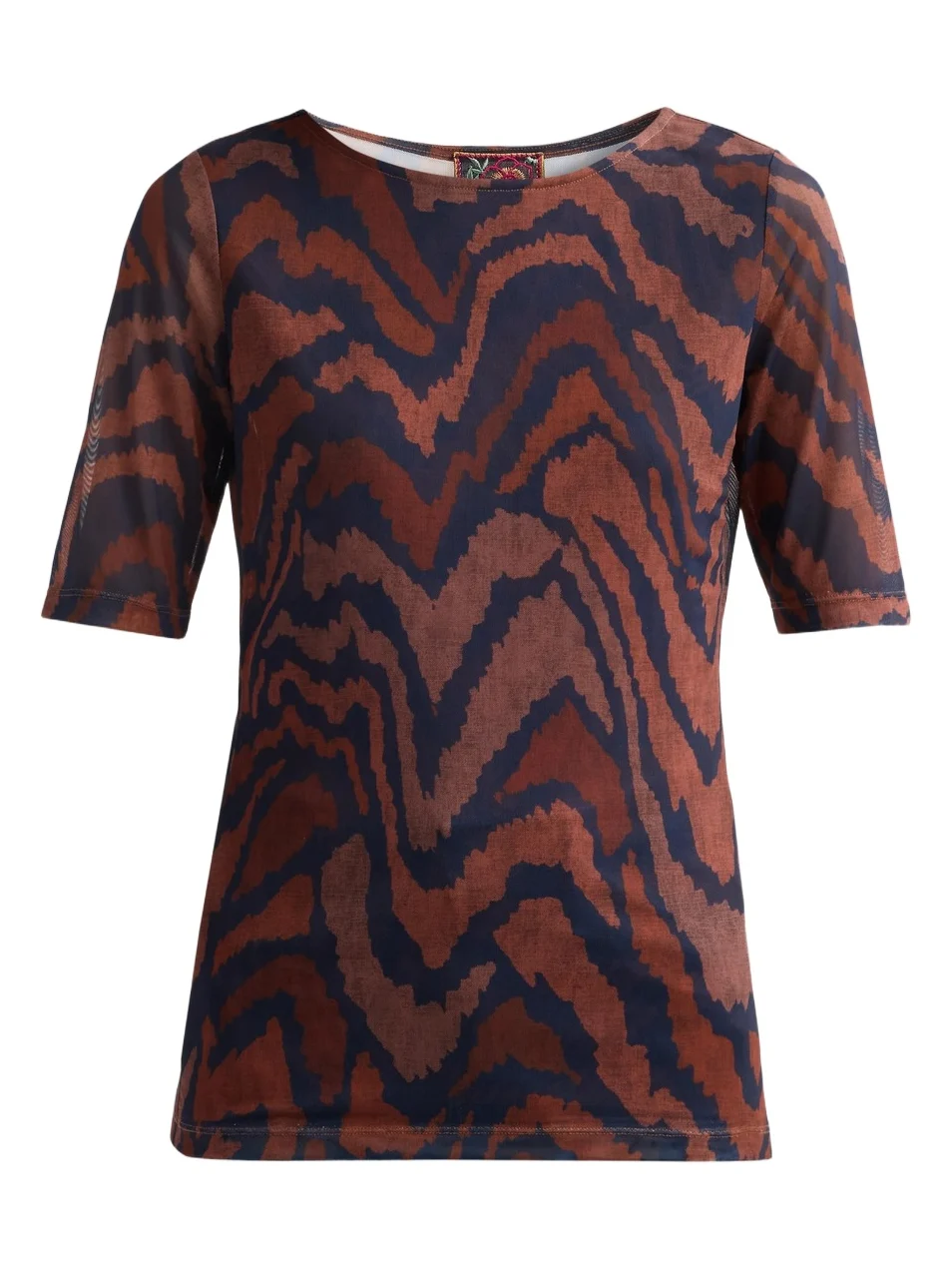 Johnny Was Women's Short Sleeve Boat Neck Mesh Top
