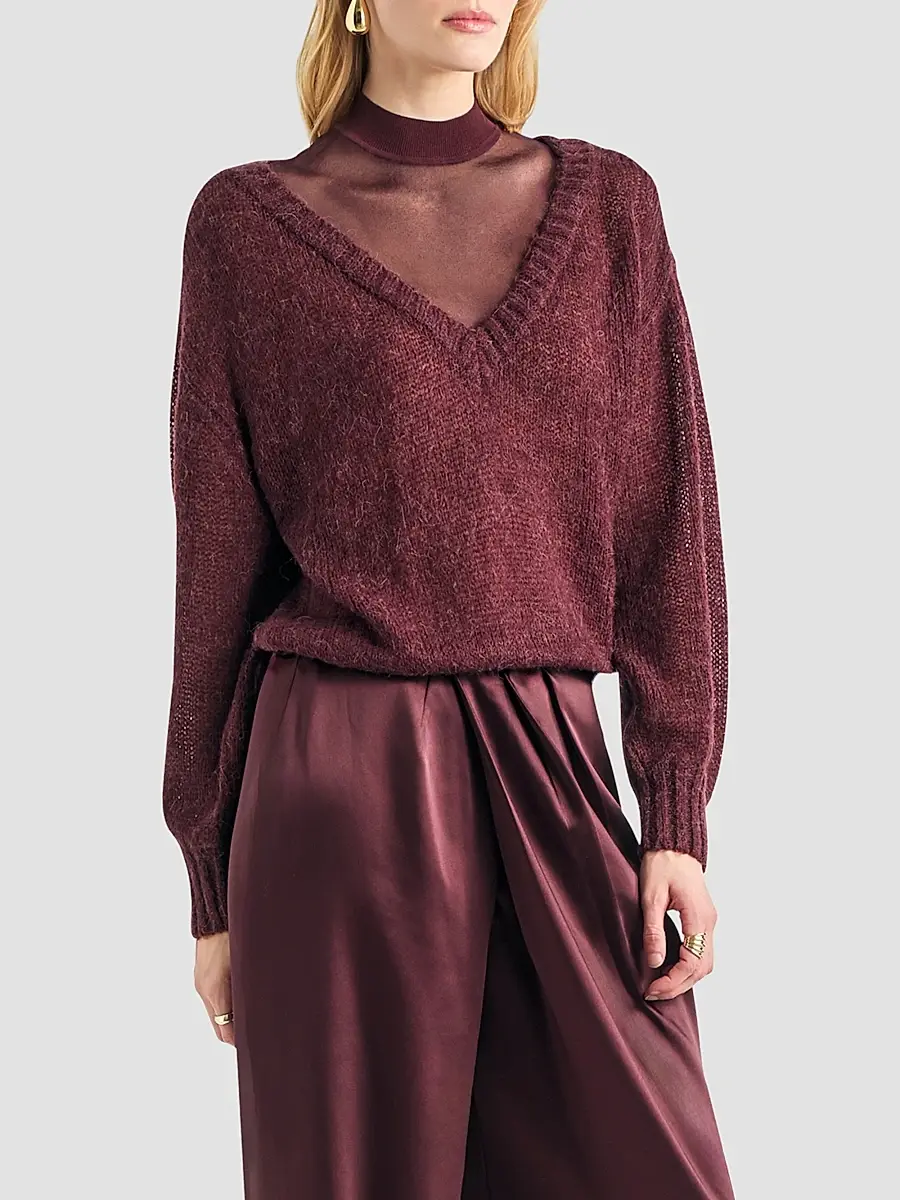 SEROYA Women's Vada Drop Shoulder Layered Sweater | Thumbnail 4