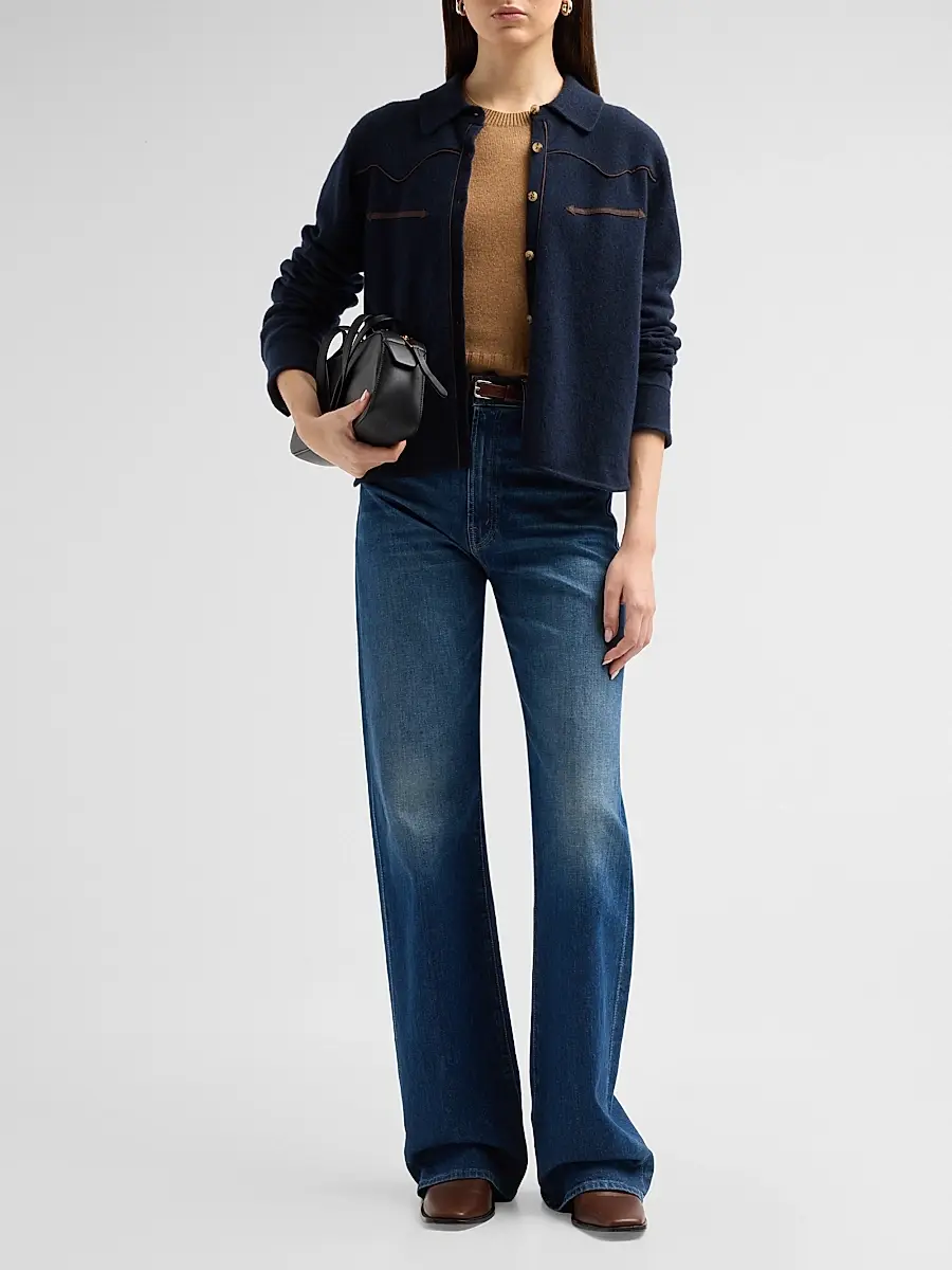 Guest In Residence Women's Cashmere Cropped Western Shirt | Thumbnail 2 Guest In Residence Women's Cashmere Cropped Western Shirt | Thumbnail 2