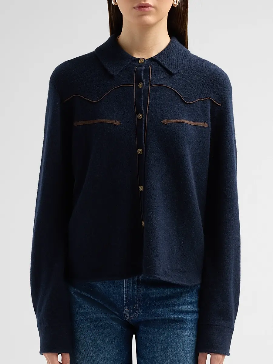 Guest In Residence Women's Cashmere Cropped Western Shirt | Thumbnail 5 Guest In Residence Women's Cashmere Cropped Western Shirt | Thumbnail 5