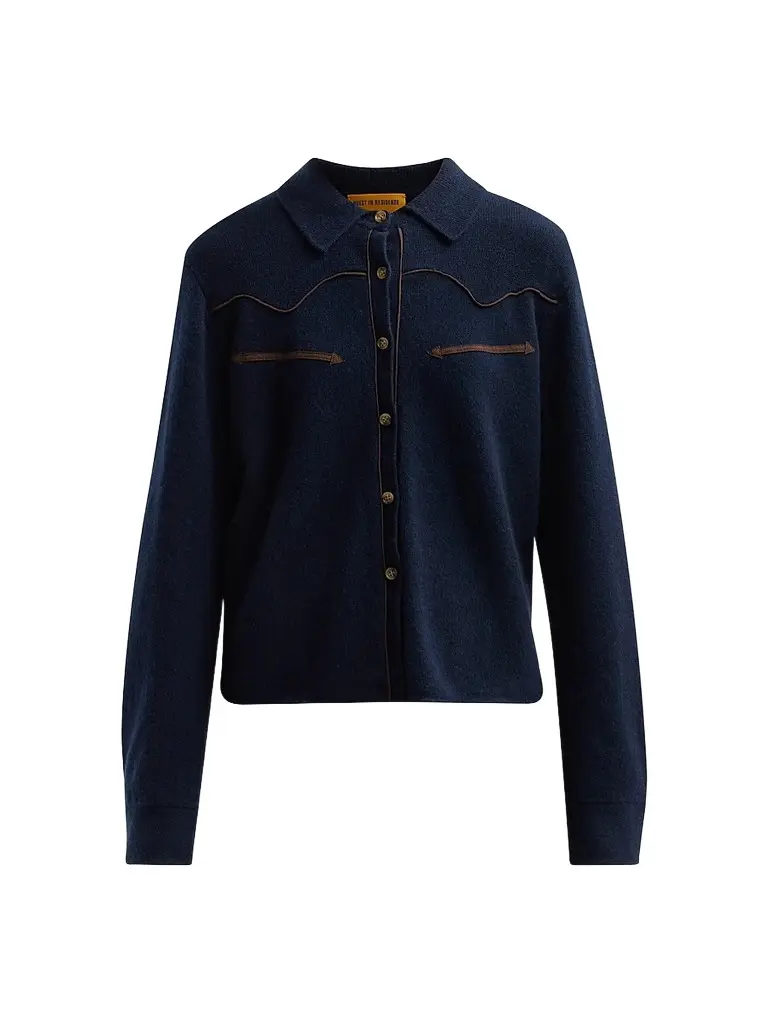 Guest In Residence Women's Cashmere Cropped Western Shirt