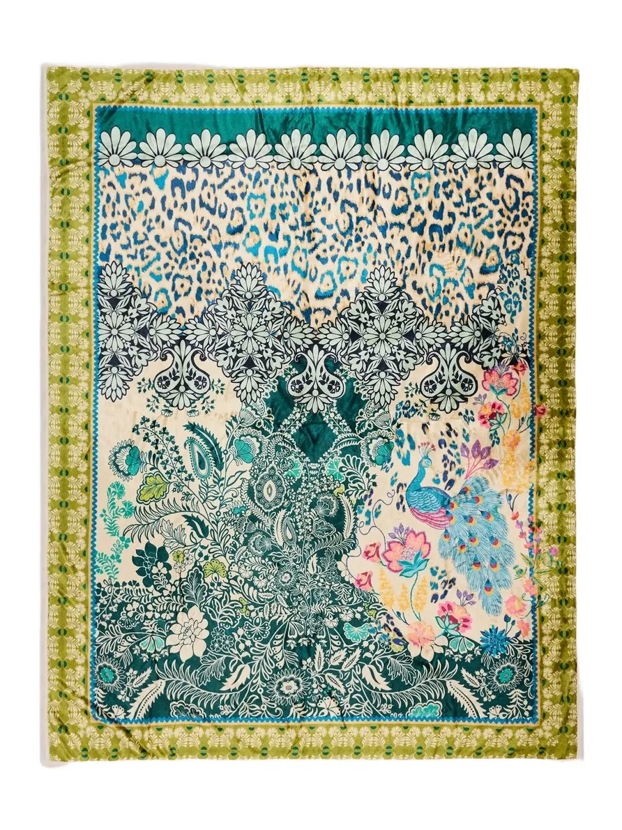 Johnny Was Clyde Paisley- & Leopard-Print Travel Blanket