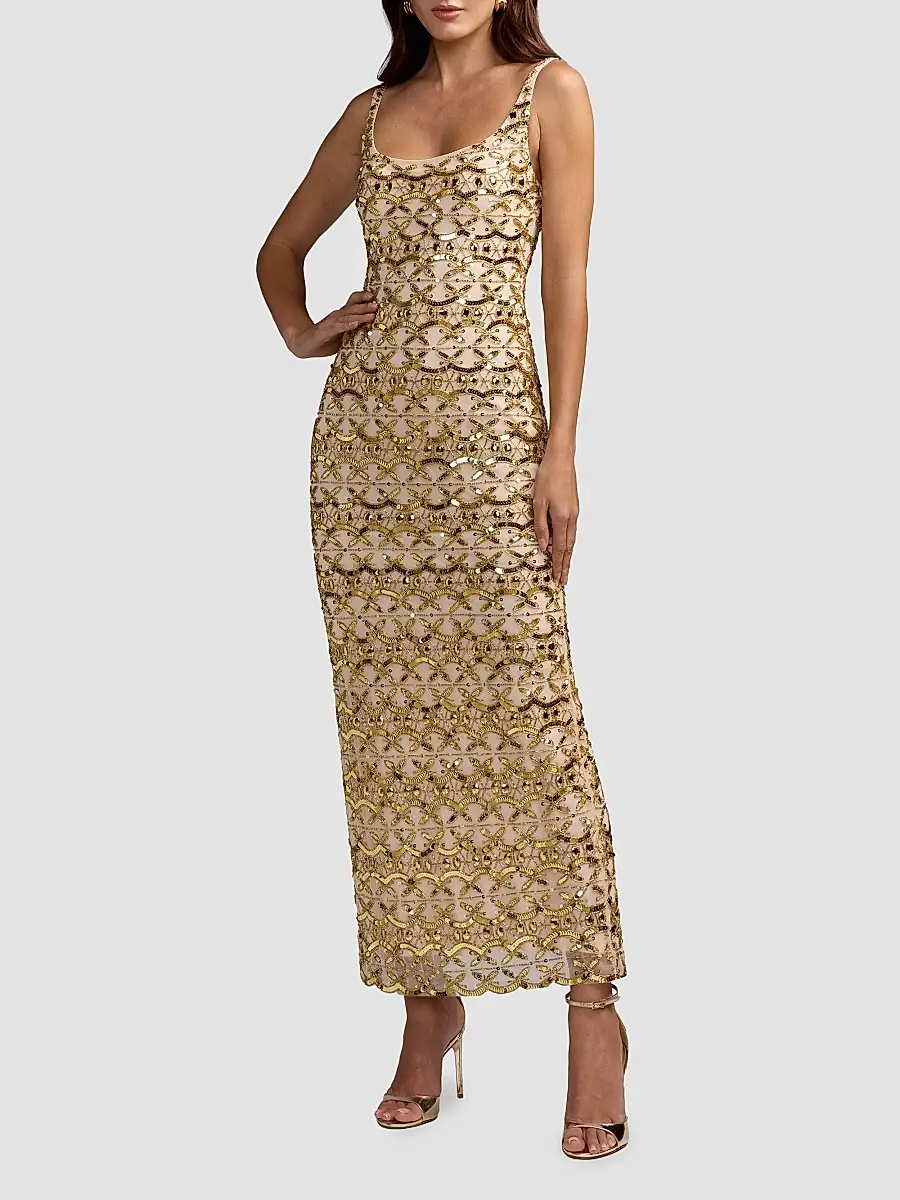 Mac Duggal Women's Beaded Column Cocktail Dress | Thumbnail 2 Mac Duggal Women's Beaded Column Cocktail Dress | Thumbnail 2