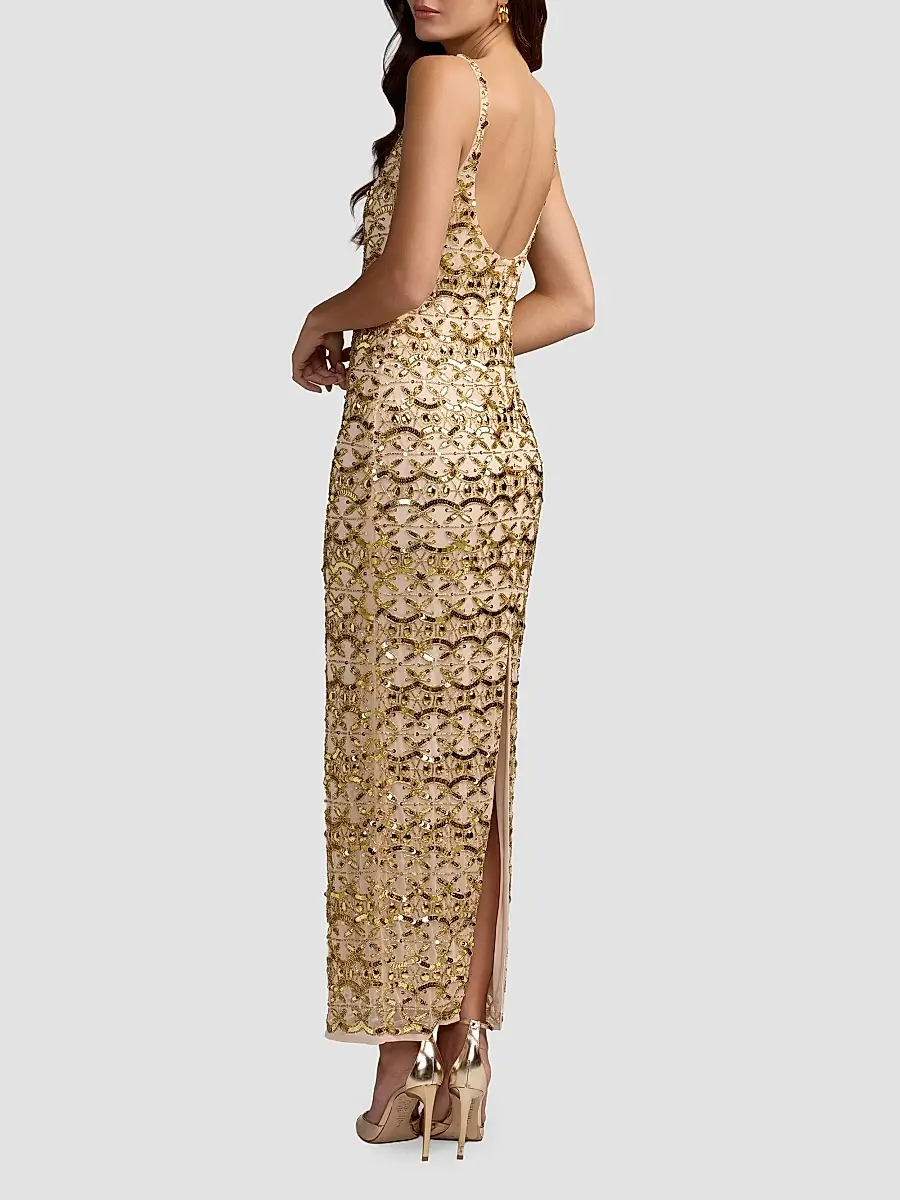 Mac Duggal Women's Beaded Column Cocktail Dress | Thumbnail 3 Mac Duggal Women's Beaded Column Cocktail Dress | Thumbnail 3