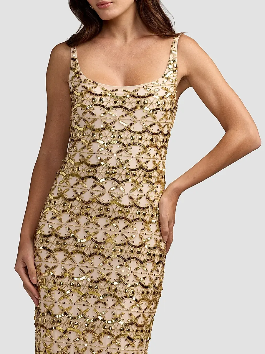 Mac Duggal Women's Beaded Column Cocktail Dress | Thumbnail 4 Mac Duggal Women's Beaded Column Cocktail Dress | Thumbnail 4