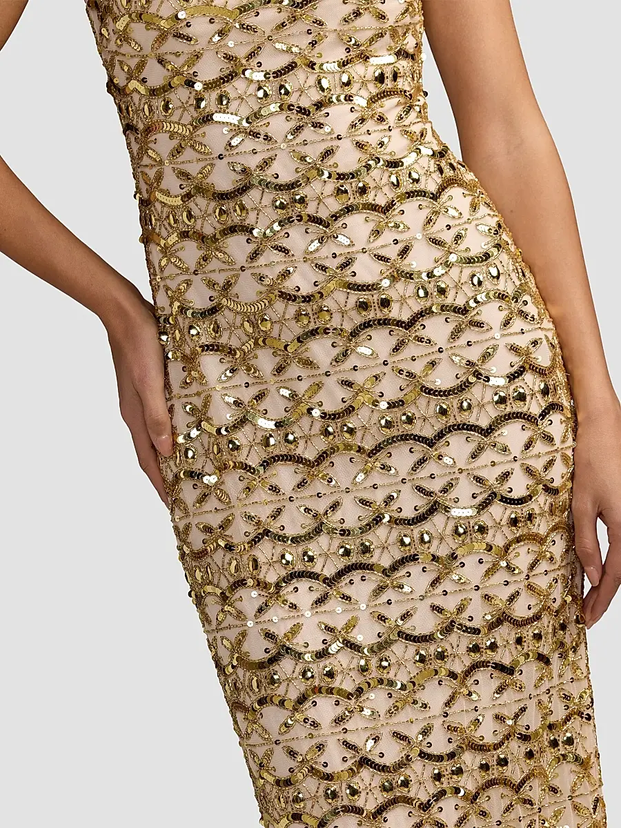 Mac Duggal Women's Beaded Column Cocktail Dress | Thumbnail 5 Mac Duggal Women's Beaded Column Cocktail Dress | Thumbnail 5