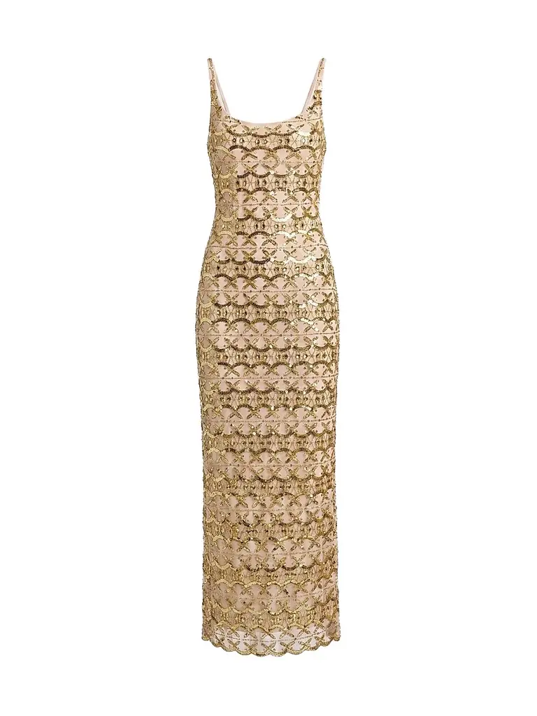 Mac Duggal Women's Beaded Column Cocktail Dress