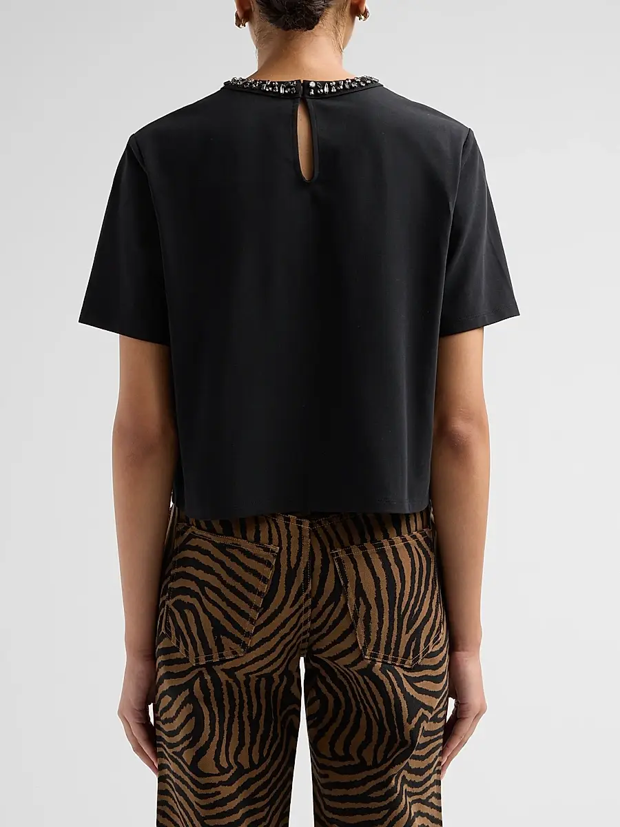 Veronica Beard Women's Sebastian Crystal-Embellished T-Shirt | Thumbnail 3 Veronica Beard Women's Sebastian Crystal-Embellished T-Shirt | Thumbnail 3