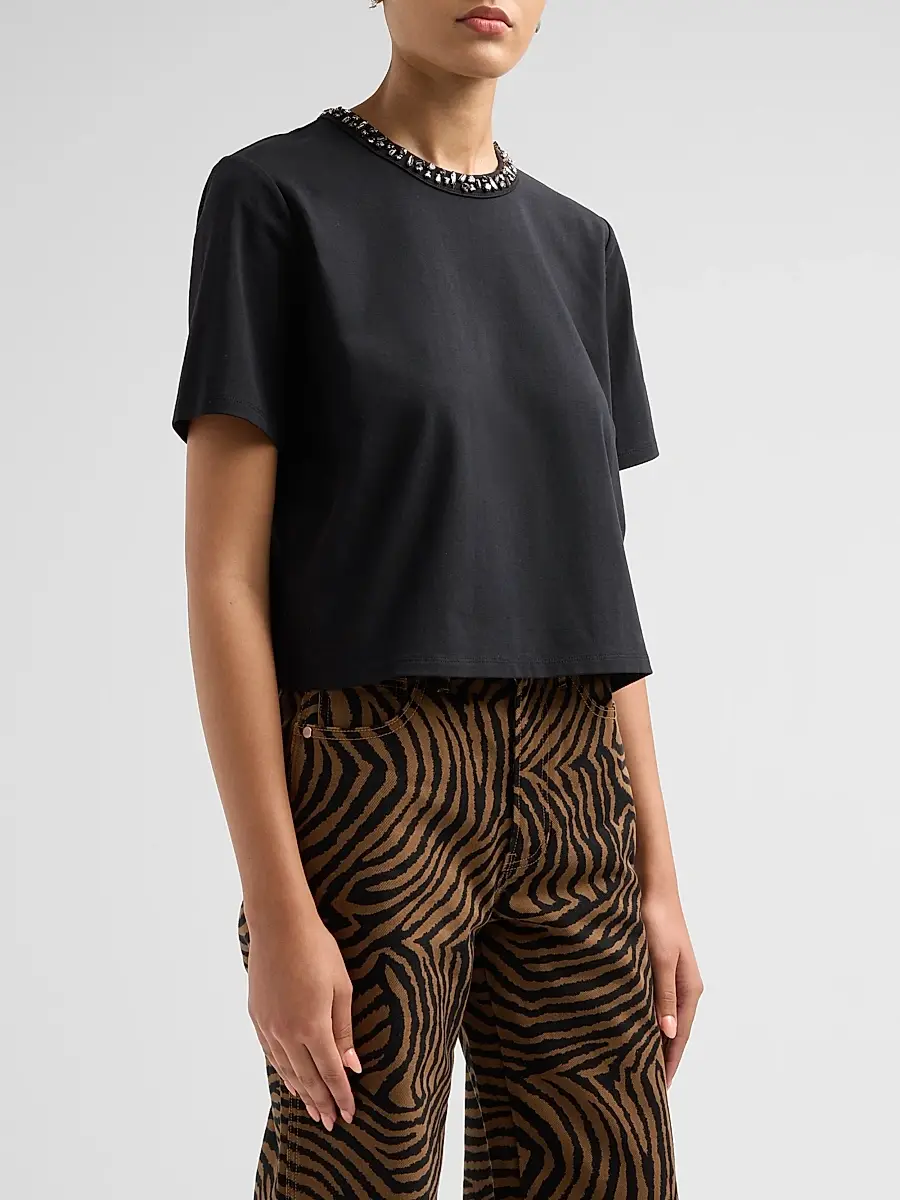 Veronica Beard Women's Sebastian Crystal-Embellished T-Shirt | Thumbnail 4 Veronica Beard Women's Sebastian Crystal-Embellished T-Shirt | Thumbnail 4