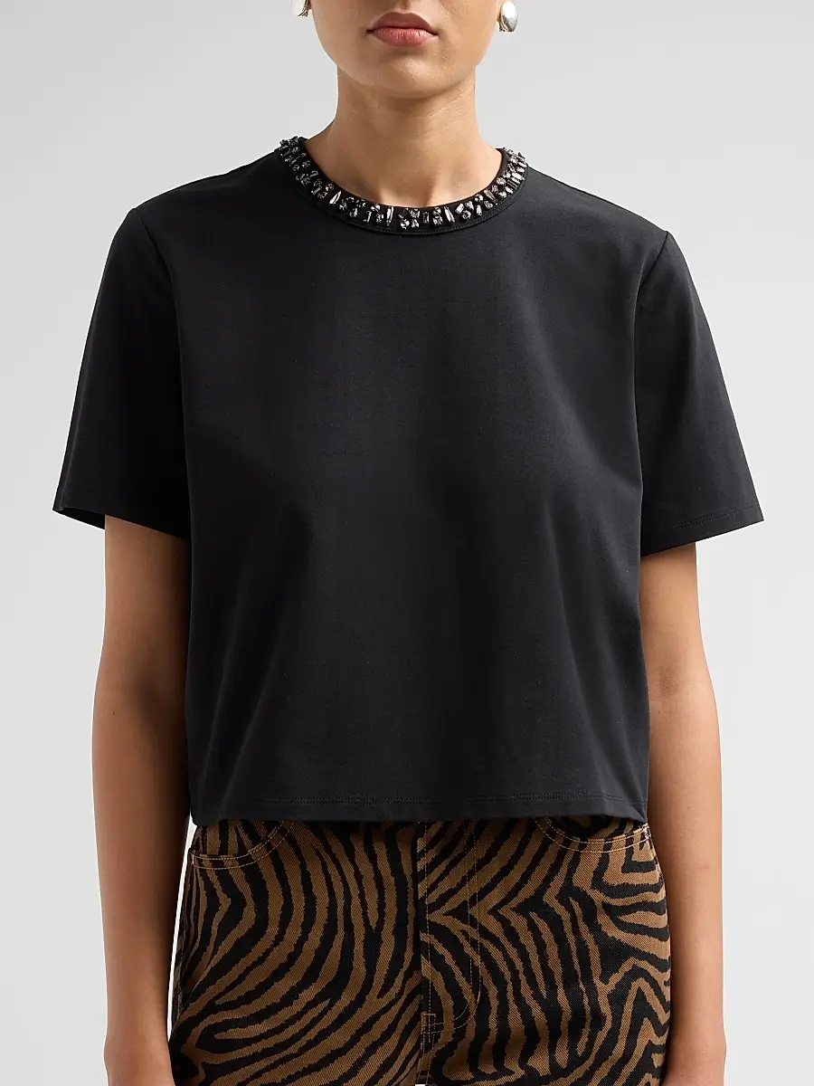 Veronica Beard Women's Sebastian Crystal-Embellished T-Shirt | Thumbnail 5 Veronica Beard Women's Sebastian Crystal-Embellished T-Shirt | Thumbnail 5