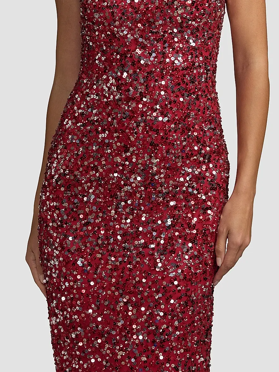 Mac Duggal Women's Sequined Scoop Neck Midi Dress | Thumbnail 5 Mac Duggal Women's Sequined Scoop Neck Midi Dress | Thumbnail 5