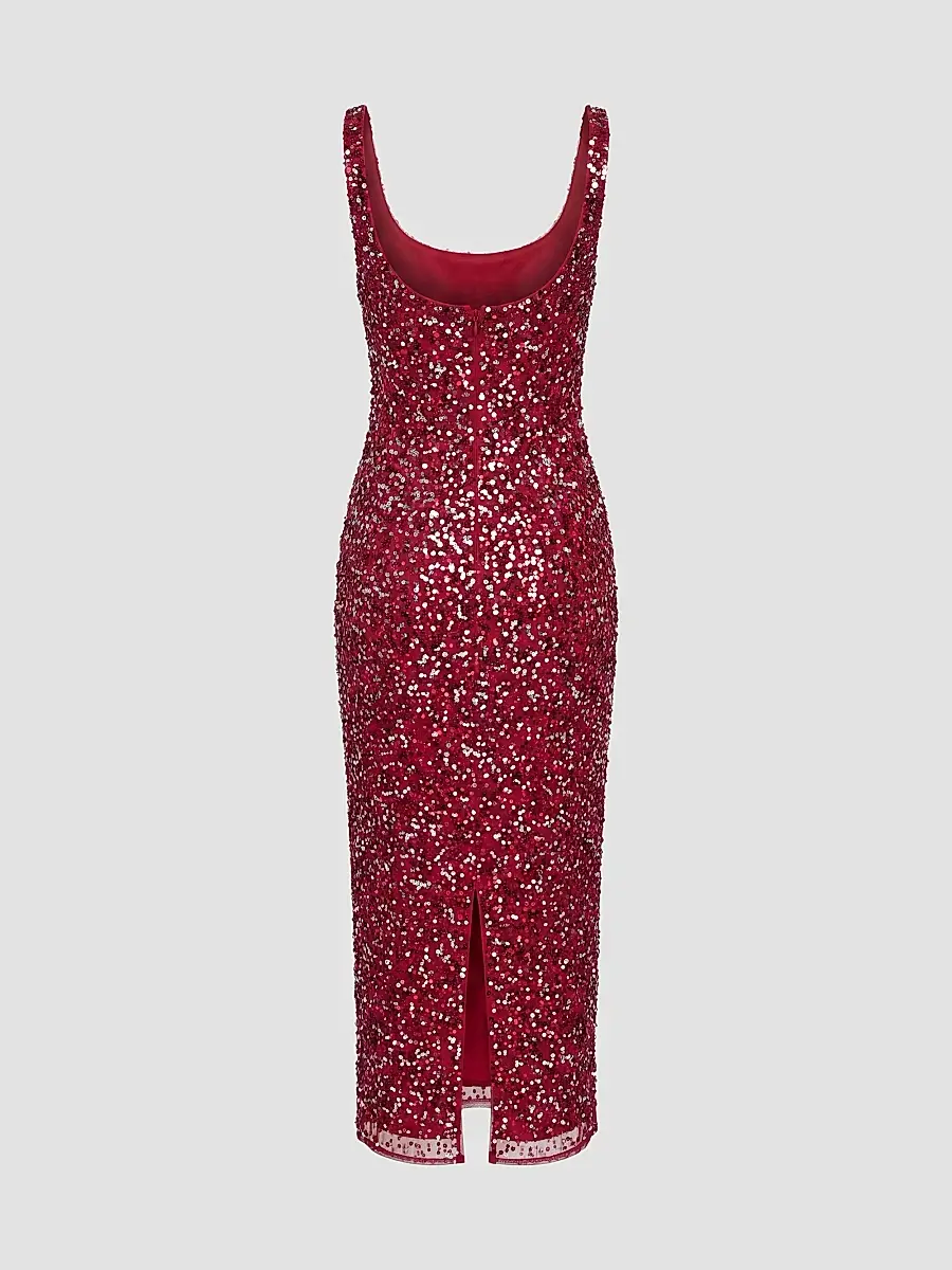 Mac Duggal Women's Sequined Scoop Neck Midi Dress | Thumbnail 6 Mac Duggal Women's Sequined Scoop Neck Midi Dress | Thumbnail 6