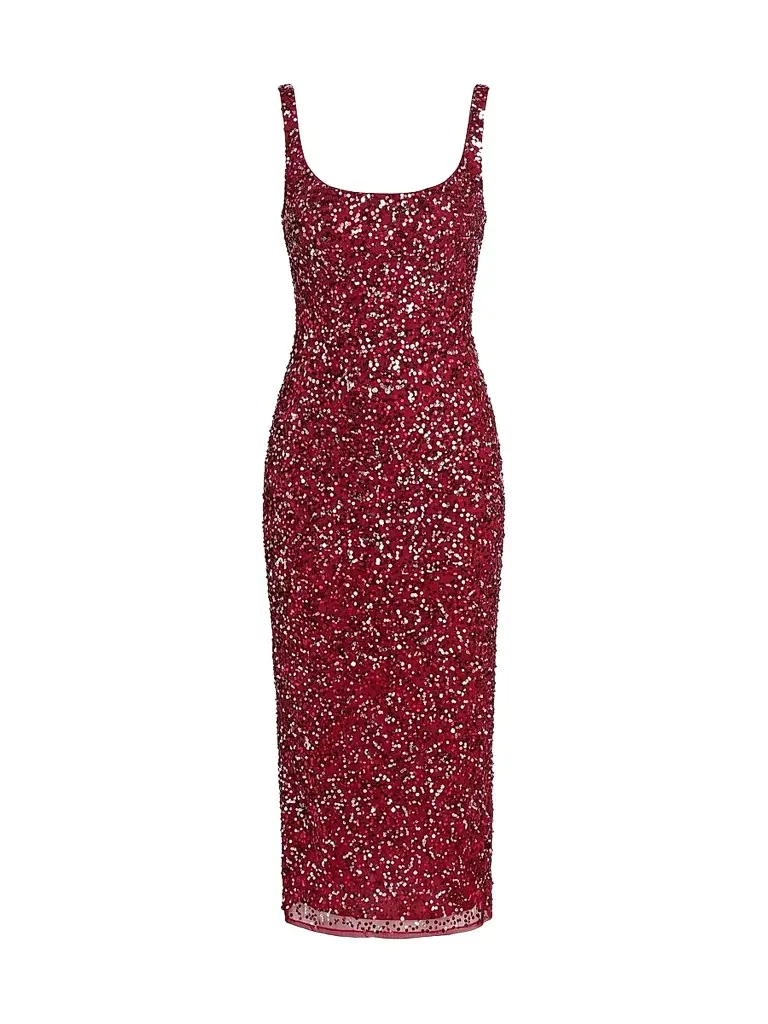 Women's Sequined Scoop Neck Midi Dress Women's Sequined Scoop Neck Midi Dress
