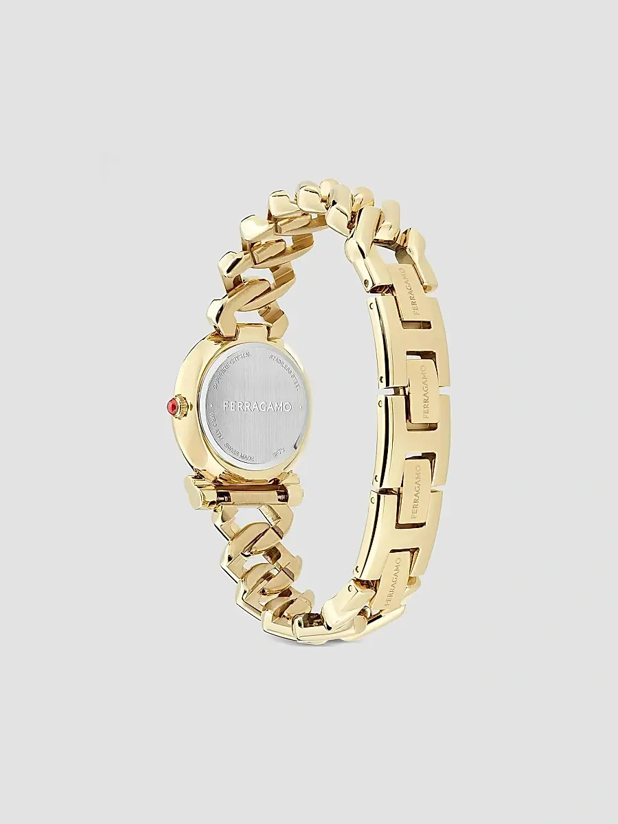 Ferragamo Women's Gancini Twisted Chain IP Yellow Gold Stainless Steel Bracelet Watch/28MM | Thumbnail 3 Ferragamo Women's Gancini Twisted Chain IP Yellow Gold Stainless Steel Bracelet Watch/28MM | Thumbnail 3