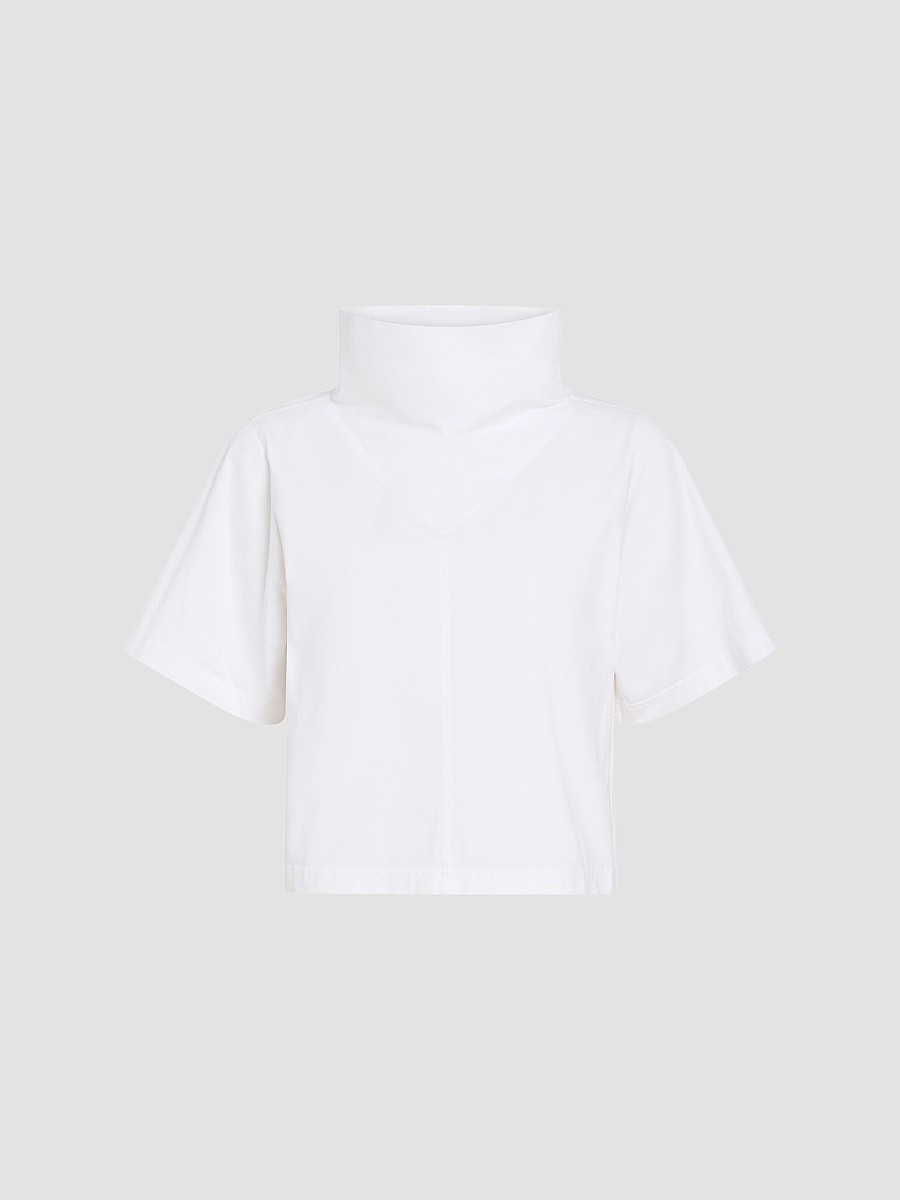 Derek Lam Women's Jonathan Funnel Neck Cotton-Blend T-Shirt