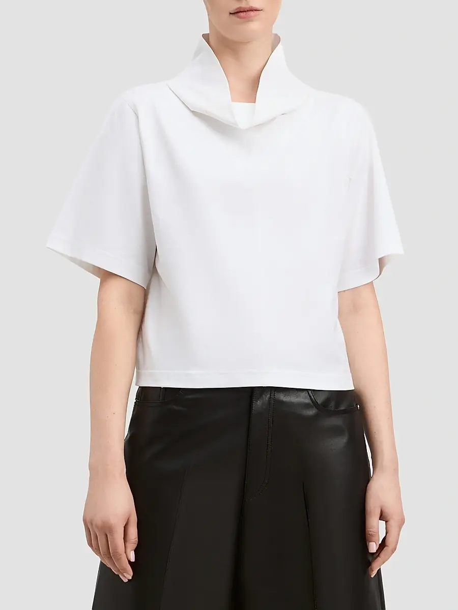 Derek Lam Women's Jonathan Funnel Neck Cotton-Blend T-Shirt | Thumbnail 4 Derek Lam Women's Jonathan Funnel Neck Cotton-Blend T-Shirt | Thumbnail 4