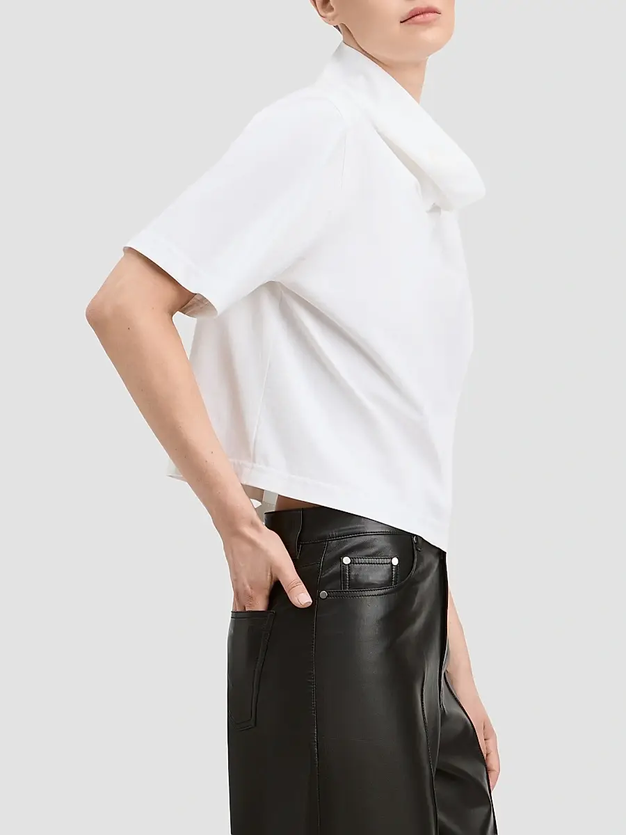 Derek Lam Women's Jonathan Funnel Neck Cotton-Blend T-Shirt | Thumbnail 5 Derek Lam Women's Jonathan Funnel Neck Cotton-Blend T-Shirt | Thumbnail 5