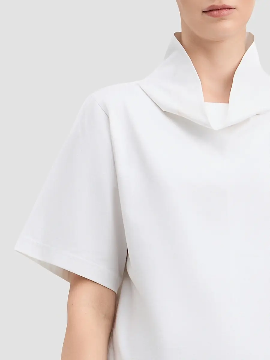 Derek Lam Women's Jonathan Funnel Neck Cotton-Blend T-Shirt | Thumbnail 6 Derek Lam Women's Jonathan Funnel Neck Cotton-Blend T-Shirt | Thumbnail 6