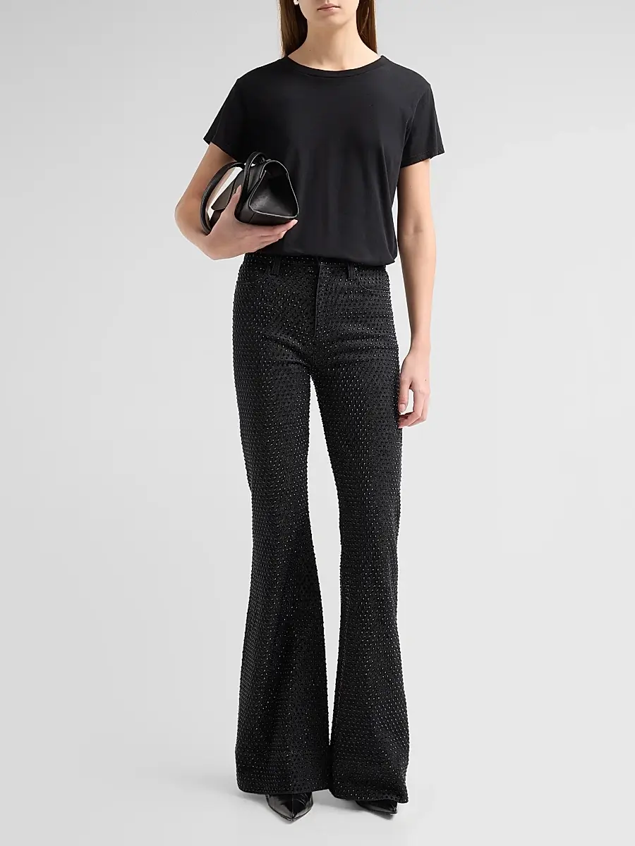 Alice + Olivia Women's Beautiful Embellished High-Rise Bell-Bottom Jeans | Thumbnail 2 Alice + Olivia Women's Beautiful Embellished High-Rise Bell-Bottom Jeans | Thumbnail 2