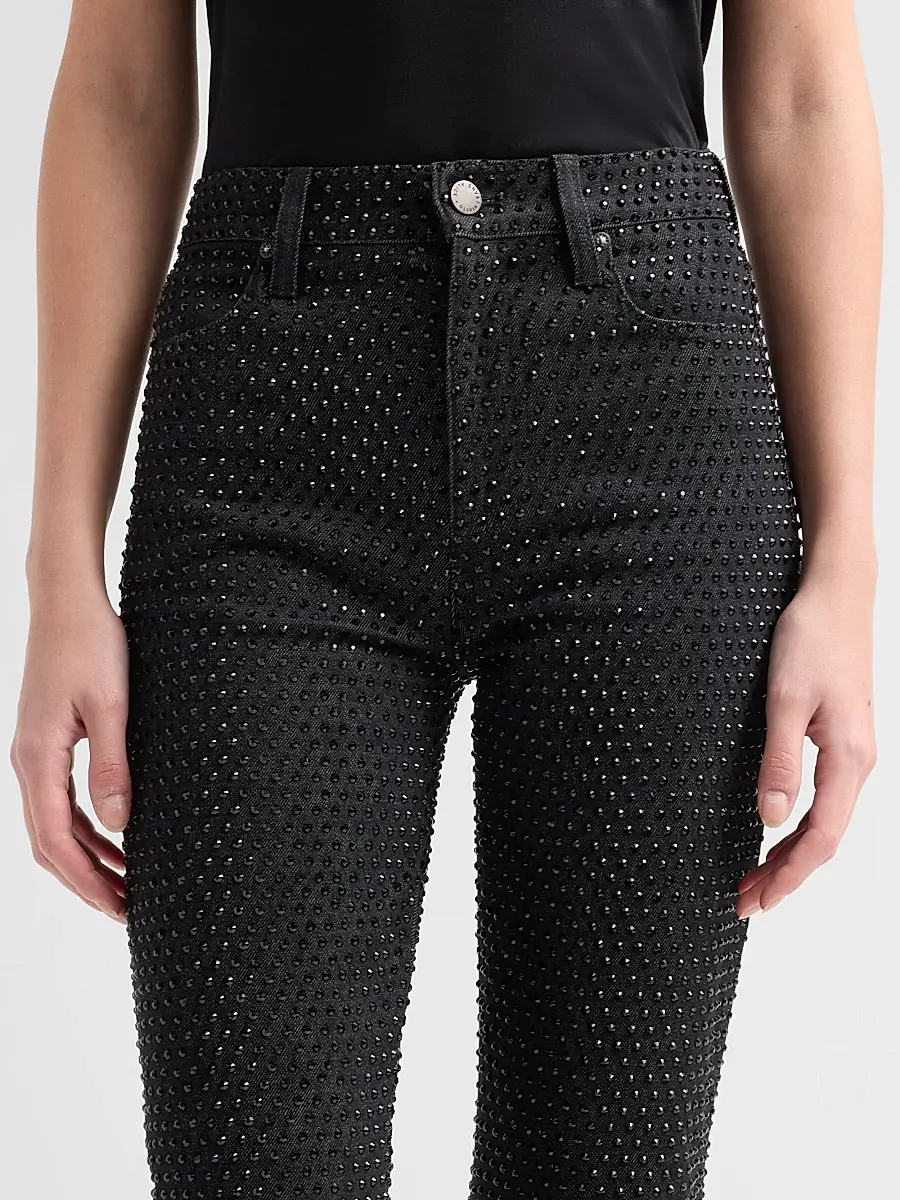 Alice + Olivia Women's Beautiful Embellished High-Rise Bell-Bottom Jeans | Thumbnail 5 Alice + Olivia Women's Beautiful Embellished High-Rise Bell-Bottom Jeans | Thumbnail 5