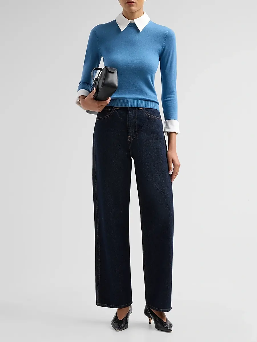 Alice + Olivia Women's Porla Collared Wool Sweater | Thumbnail 2