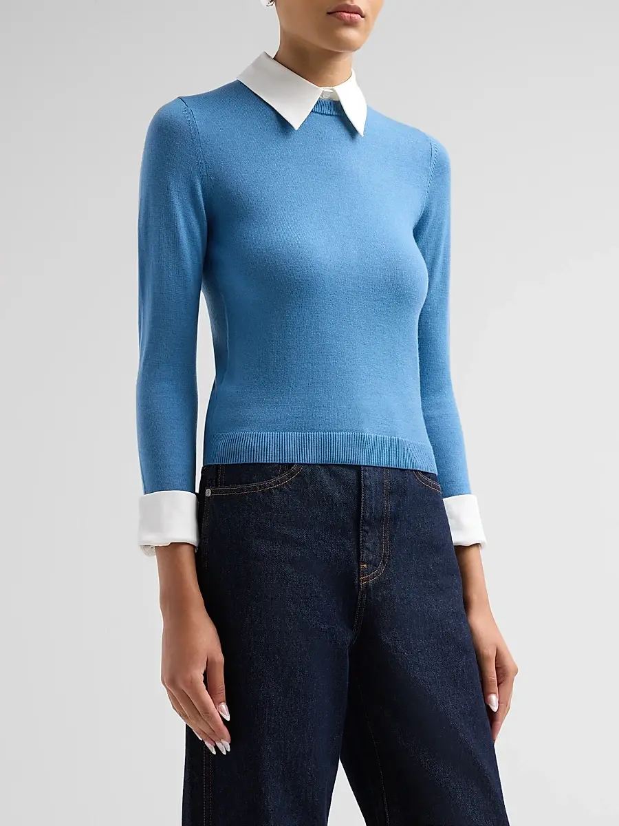 Alice + Olivia Women's Porla Collared Wool Sweater | Thumbnail 4