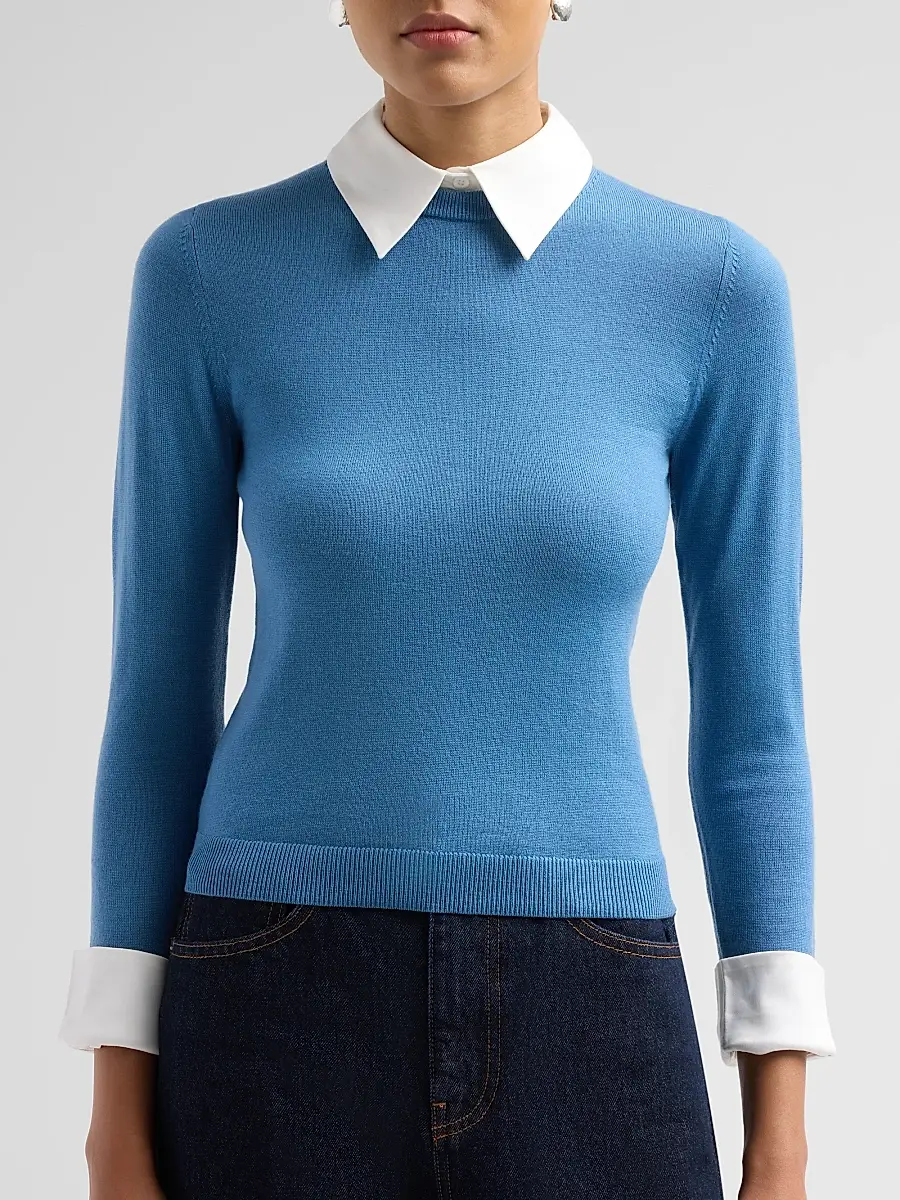 Alice + Olivia Women's Porla Collared Wool Sweater | Thumbnail 5