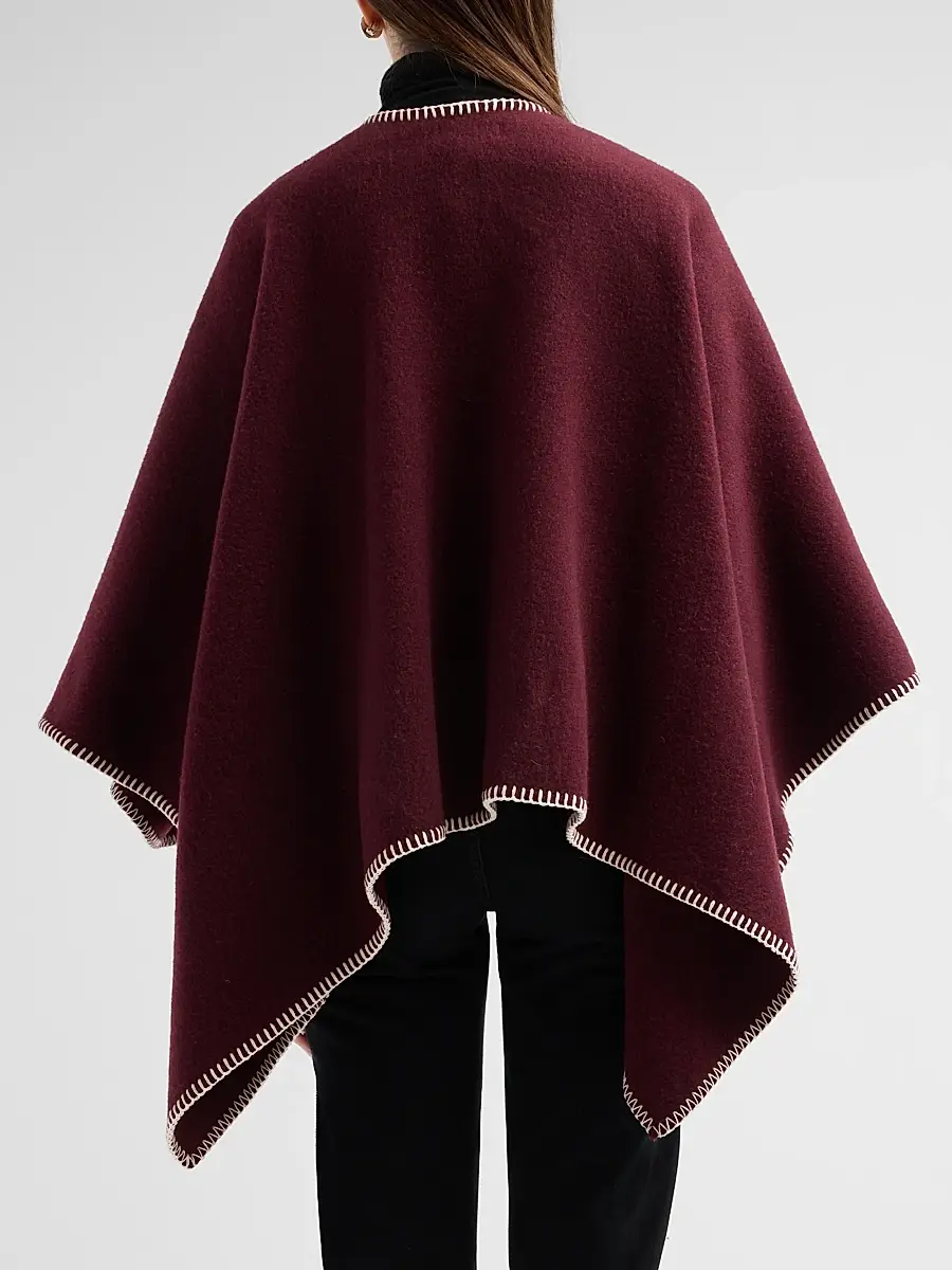 rag & bone Women's Ingrid Blanket-Stitched Wool Poncho | Thumbnail 3 rag & bone Women's Ingrid Blanket-Stitched Wool Poncho | Thumbnail 3