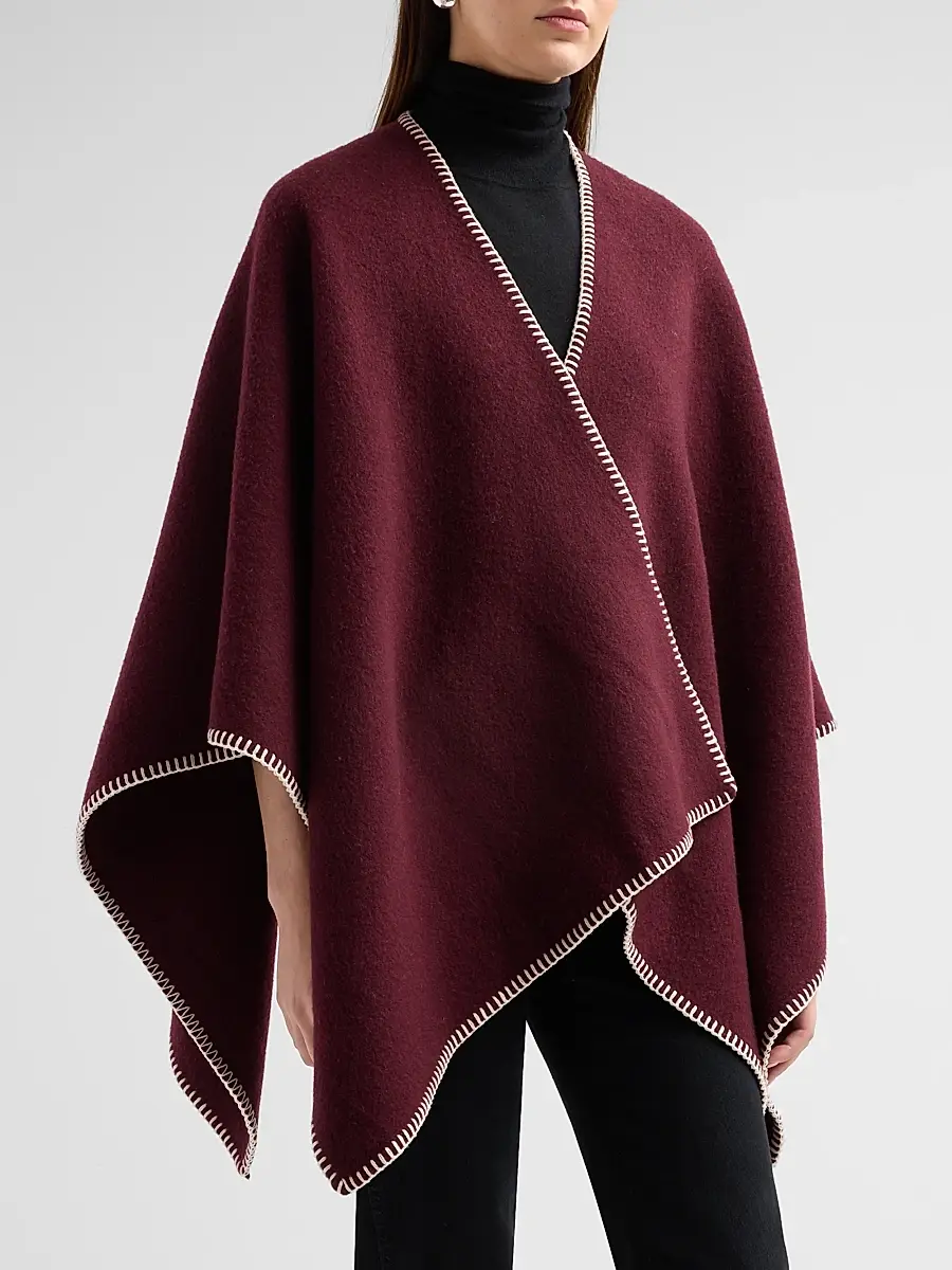 rag & bone Women's Ingrid Blanket-Stitched Wool Poncho | Thumbnail 4 rag & bone Women's Ingrid Blanket-Stitched Wool Poncho | Thumbnail 4
