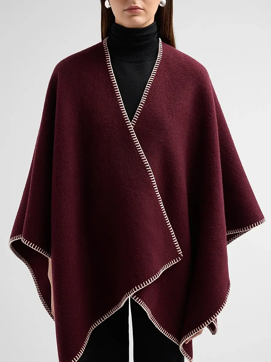 rag & bone Women's Ingrid Blanket-Stitched Wool Poncho | Thumbnail 5 rag & bone Women's Ingrid Blanket-Stitched Wool Poncho | Thumbnail 5