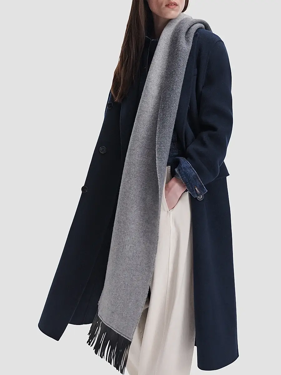 rag & bone Women's Brooke Faux-Leather Fringed Wool Scarf | Thumbnail 2