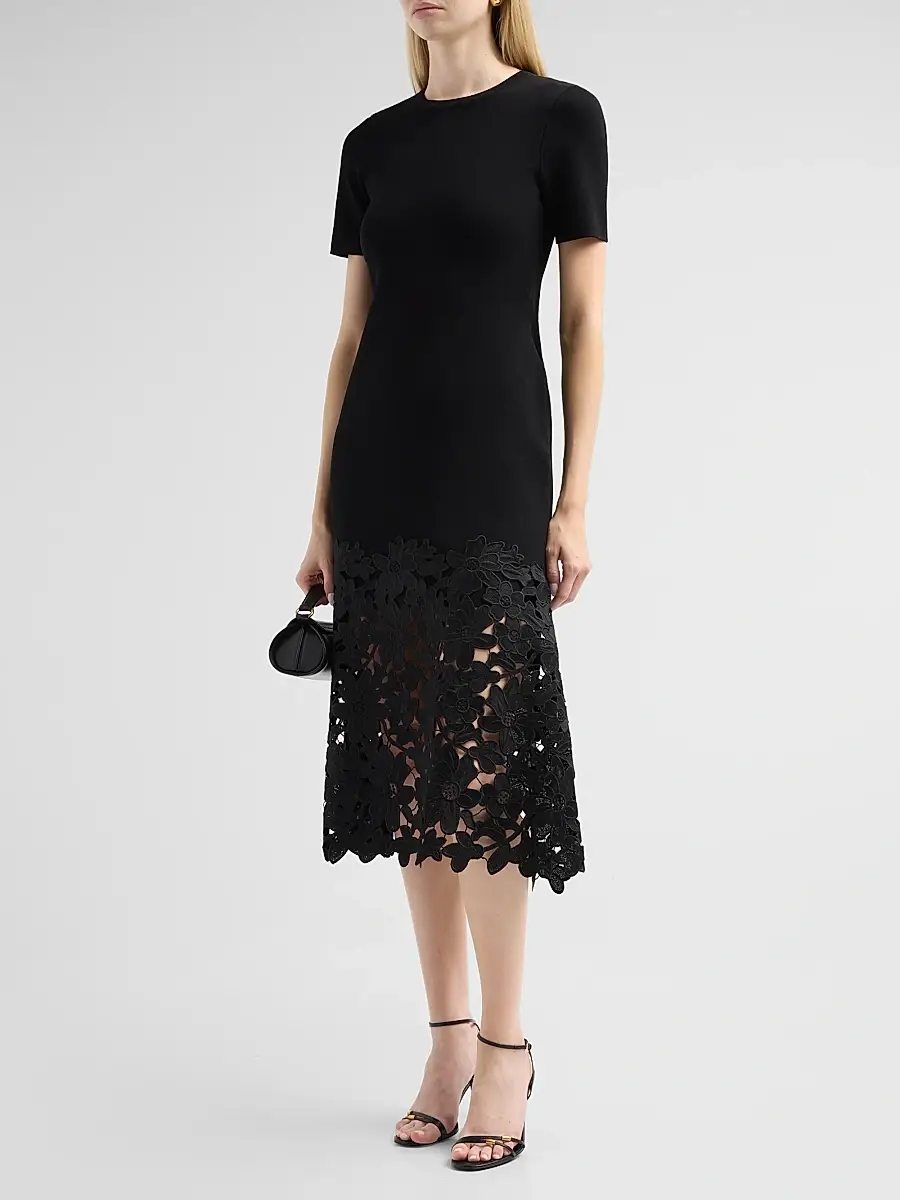 Milly Women's Halle Lace-Trim Knit Midi Dress | Thumbnail 4 Milly Women's Halle Lace-Trim Knit Midi Dress | Thumbnail 4